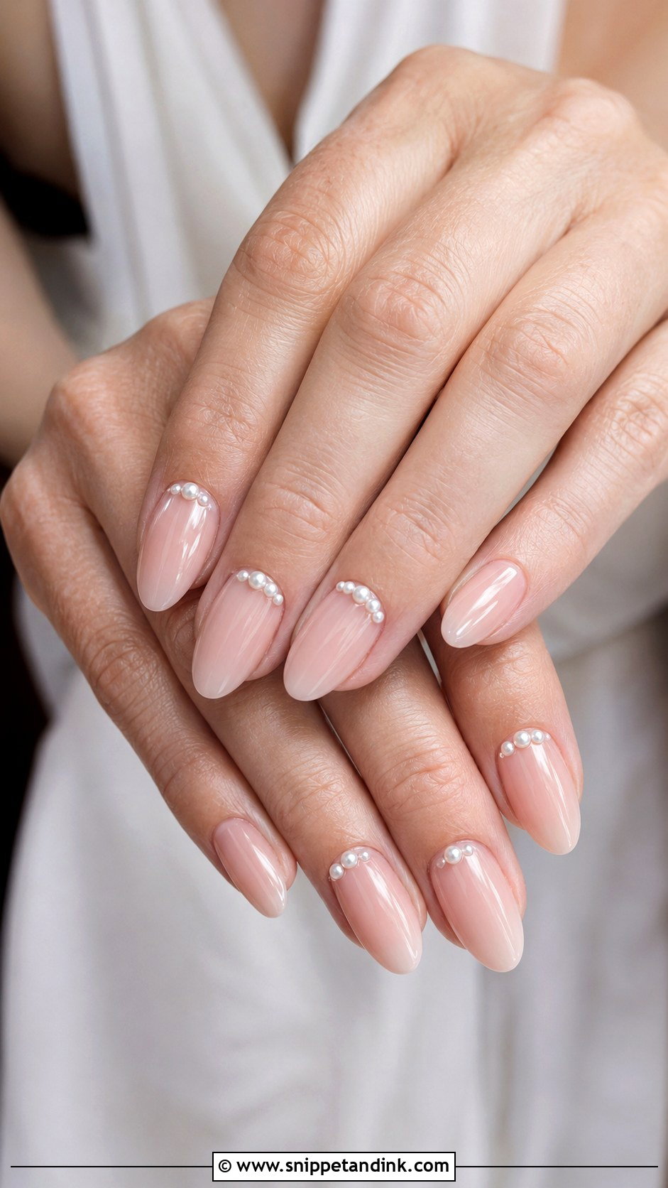 Mother Of Bride Pearl Accent Nails - Snippet and Ink - 20 Wedding Nails Mother of Bride