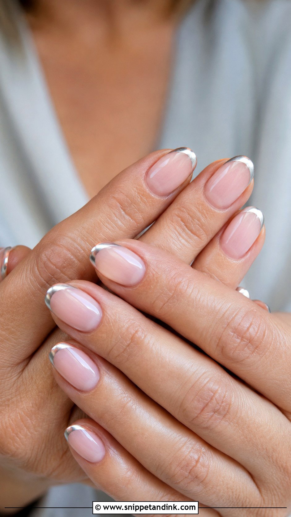 Mother Of Bride Silver French Tip Nails - Snippet and Ink - 20 Wedding Nails Mother of Bride