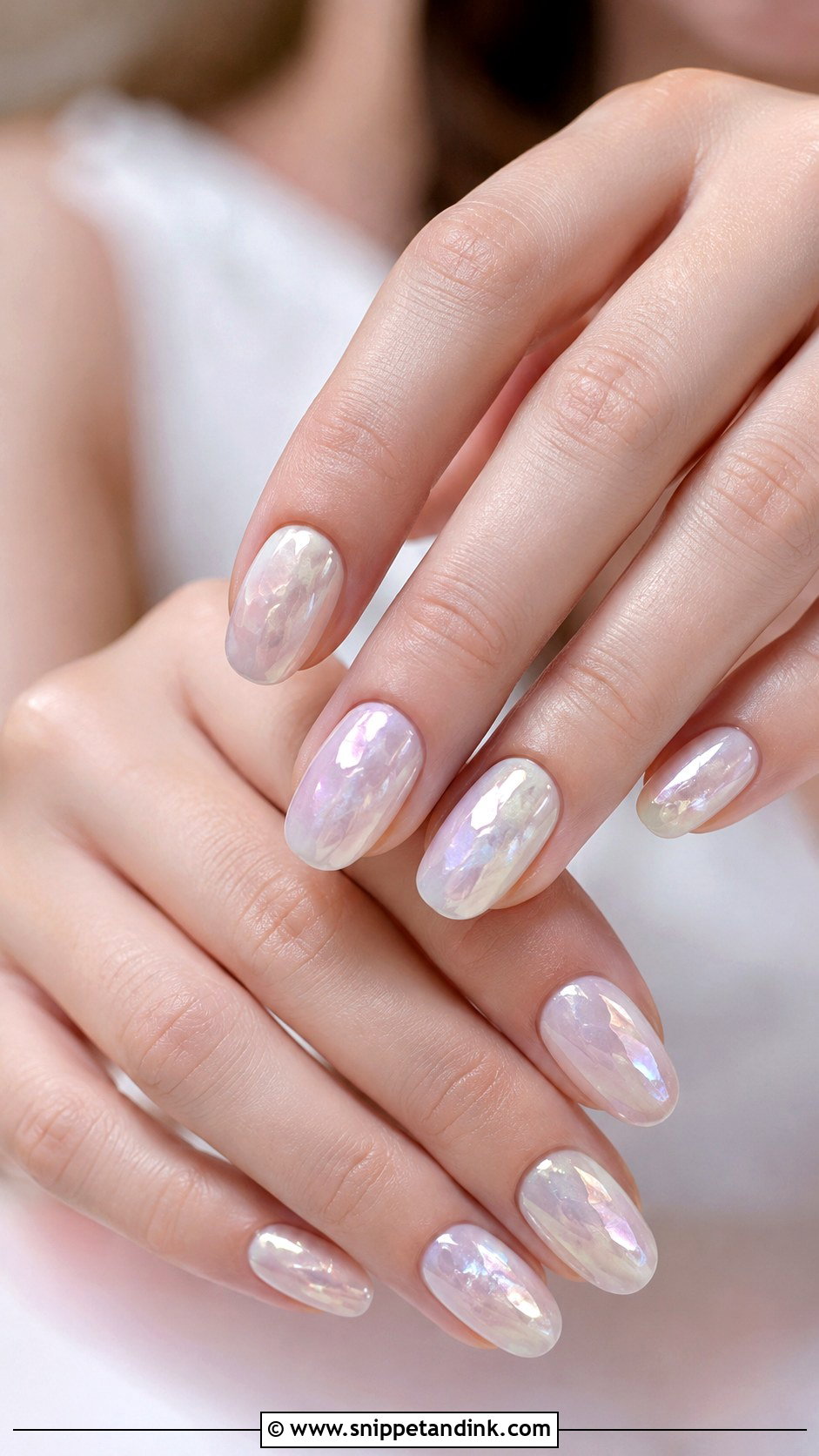 Mother Of Pearl Bridal Nails - Snippet and Ink - 20 Pearl Bridal Nails