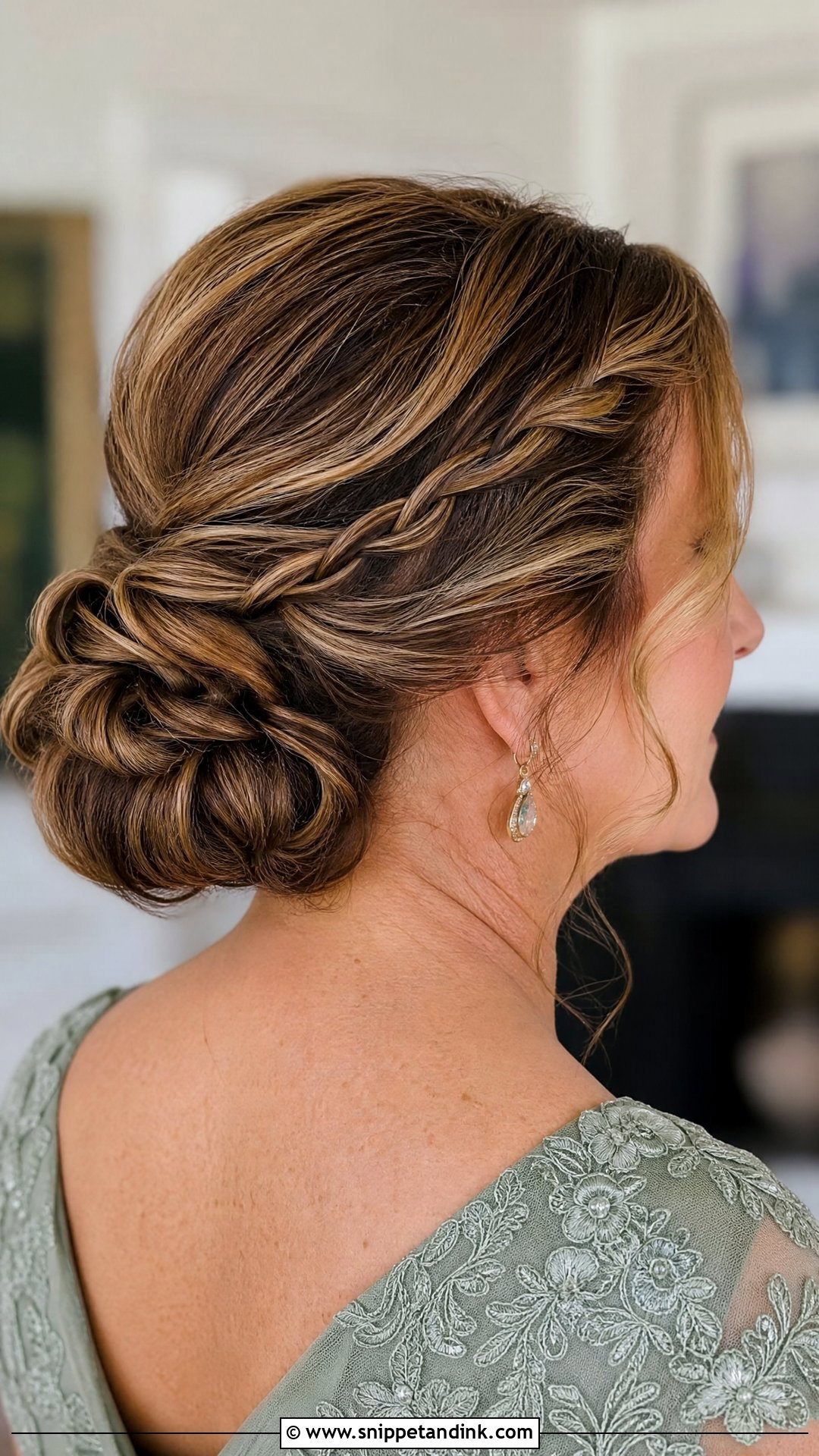 Mother Of The Bride Braided Low Bun - Snippet and Ink - 20 Mother of Bride Updo Hairstyles