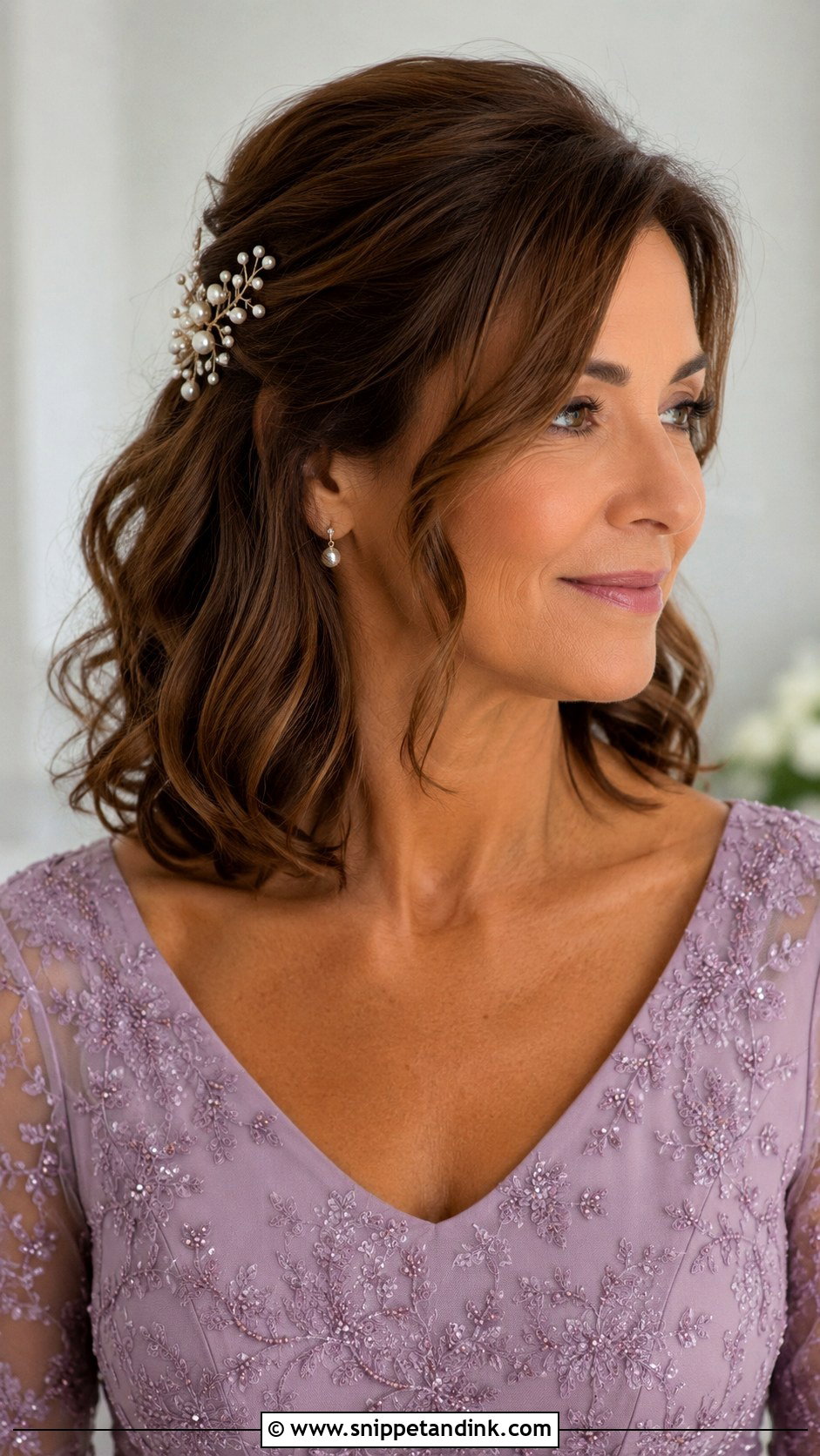 Mother Of The Bride Down Hairstyle With Hair Accessories - Snippet and Ink - 15 Mother of Bride Hairstyles Down