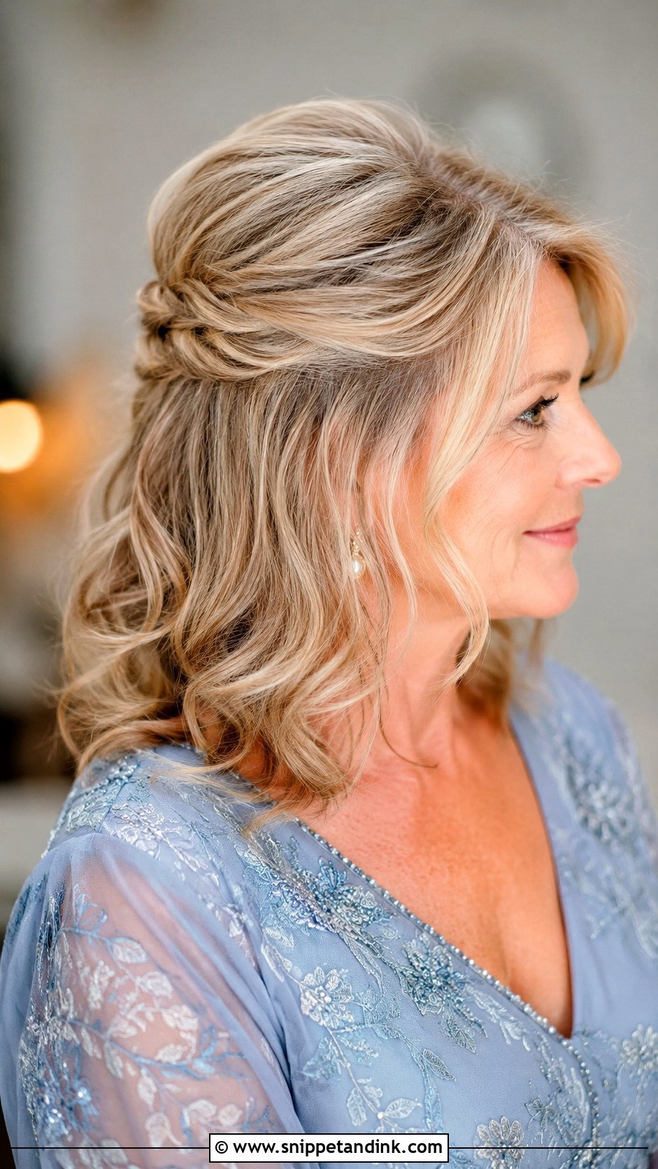 Mother Of The Bride Half Up Half Down Hair - Snippet and Ink - 15 Mother Wedding Hairstyles