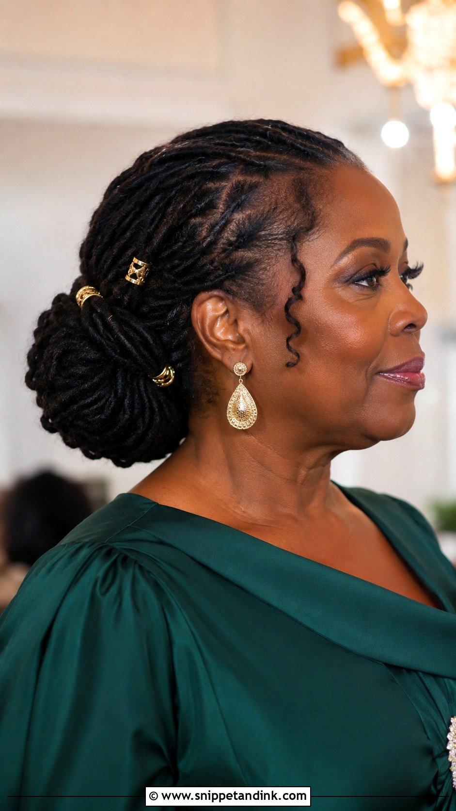 Mother Of The Bride Loc Bun - Snippet and Ink - 15 Mother of the Bride Hair Black Women Ideas