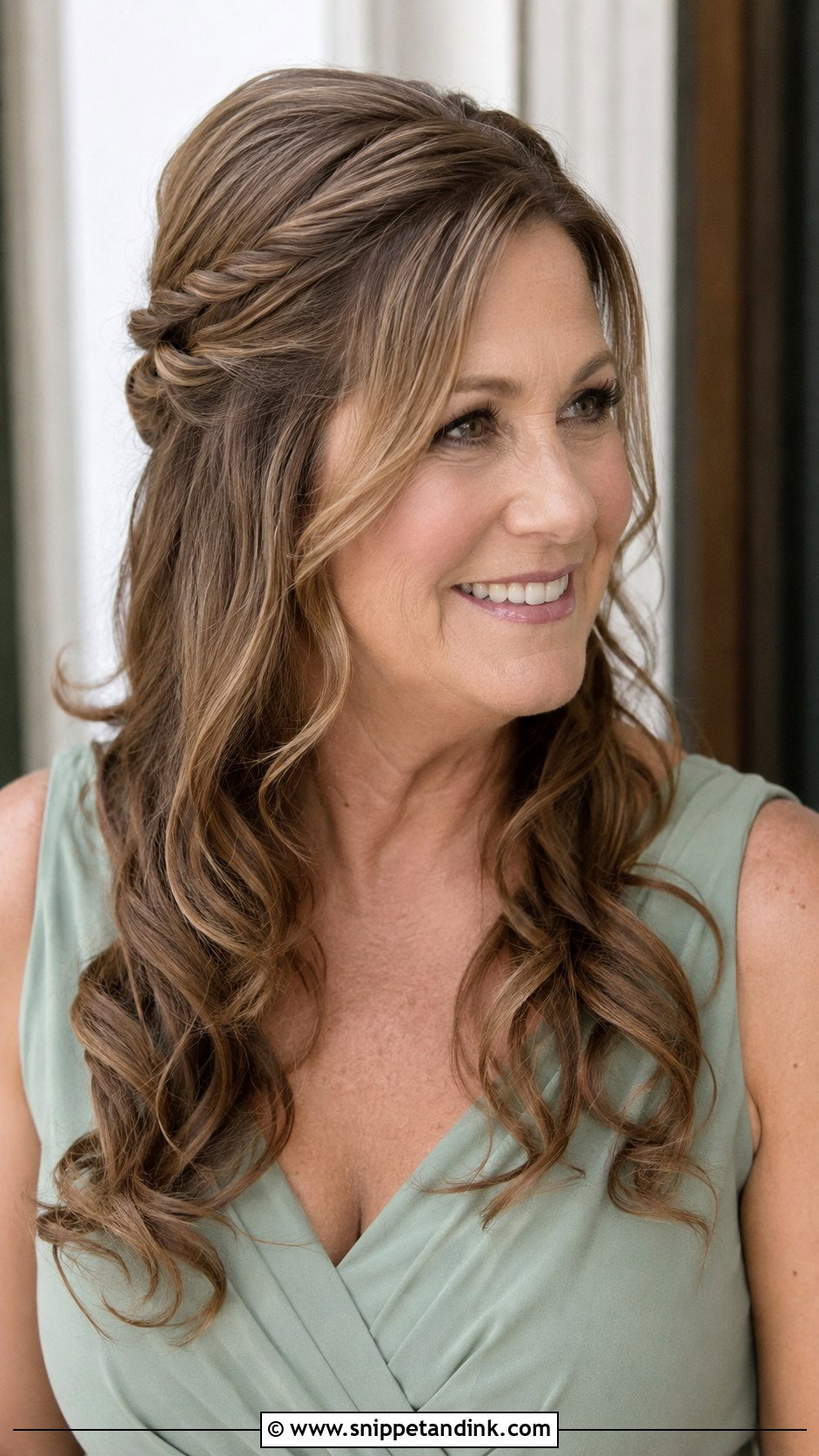 Mother Of The Bride Long Twisted Half Up Hair - Snippet and Ink - 15 Mother of the Bride Long Hair Hairstyles