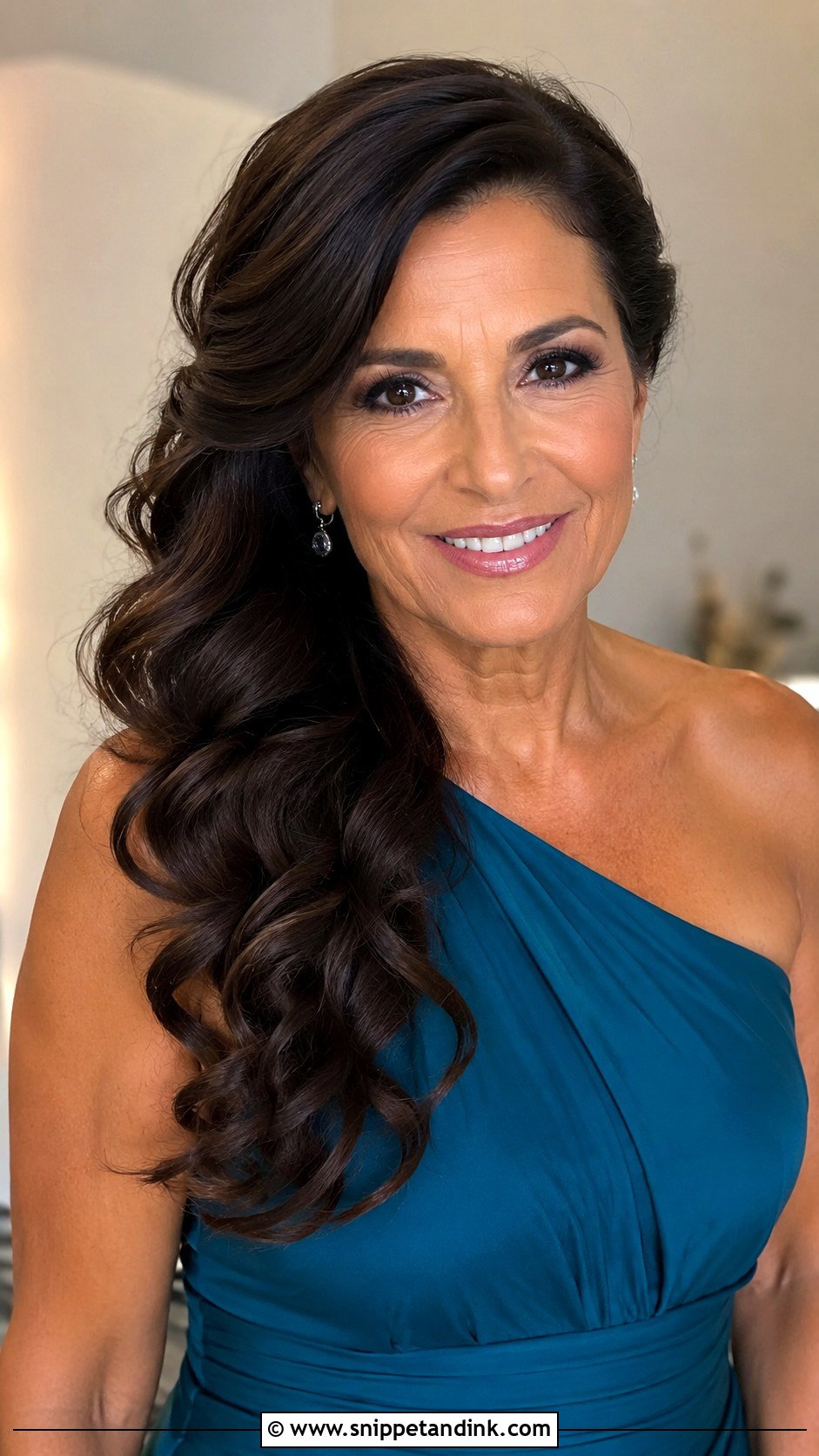 Mother Of The Bride Side Swept Curls - Snippet and Ink - 15 Mother of the Bride Long Hair Mom Wedding Hairstyles