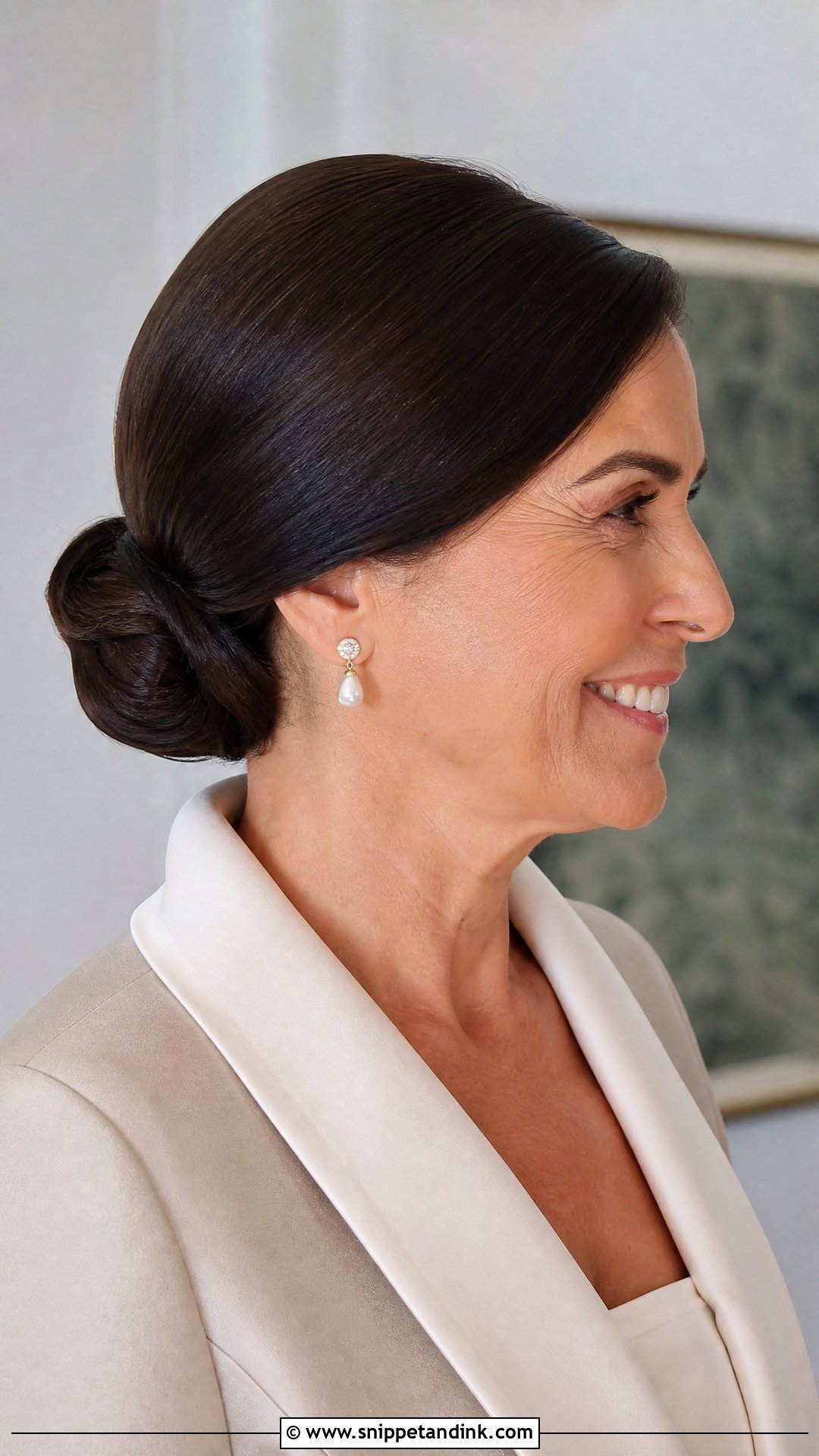 Mother Of The Bride Sleek Low Bun - Snippet and Ink - 20 Mother of Bride Updo Hairstyles