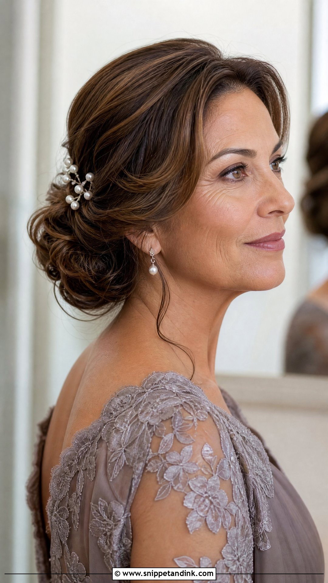 Mother Of The Bride Updo With Pearl Accessories - Snippet and Ink - 20 Mother of Bride Updo Hairstyles