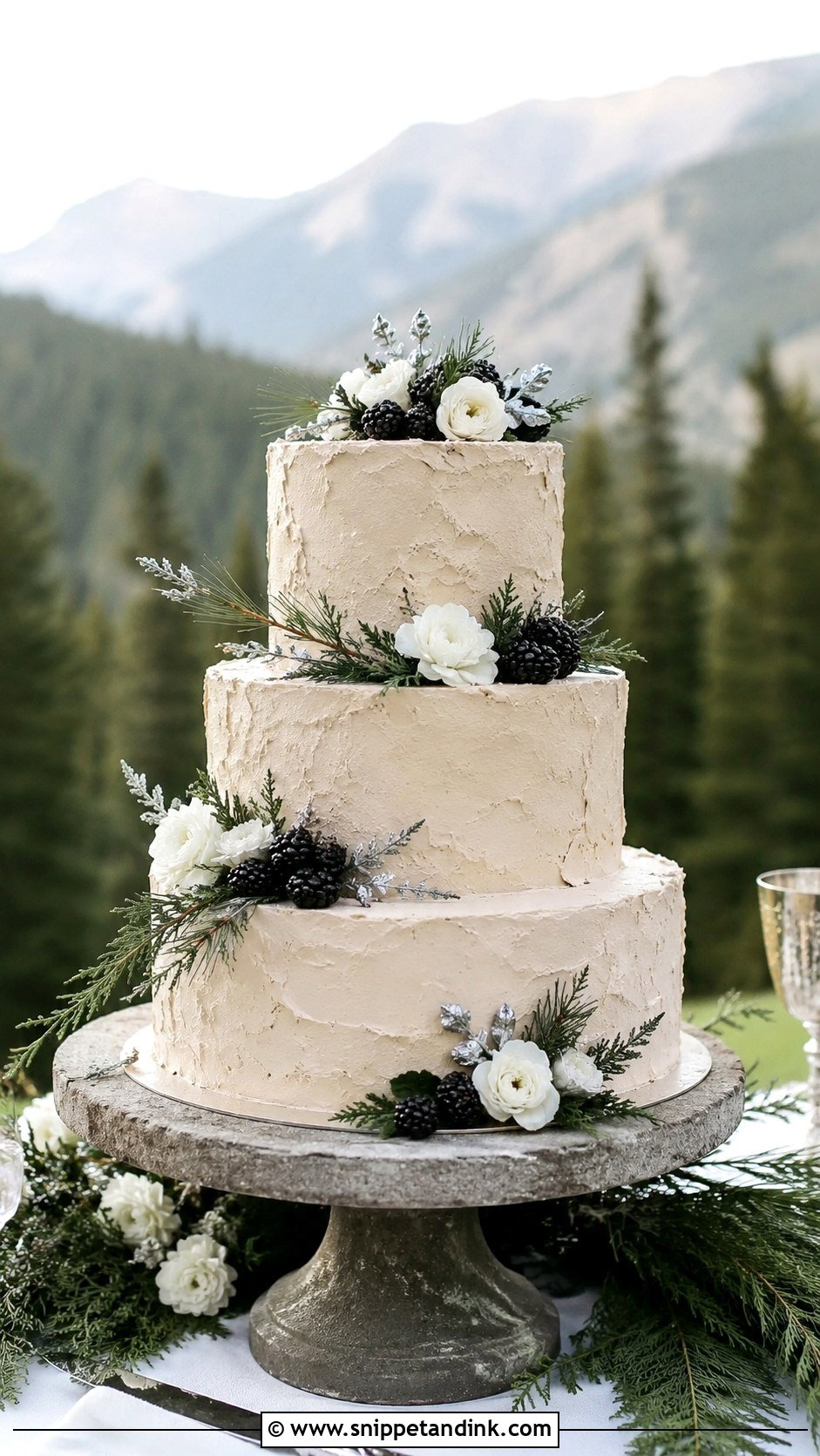 Mountain Wedding Cake - Snippet and Ink - 25 Outdoor Wedding Cake Ideas