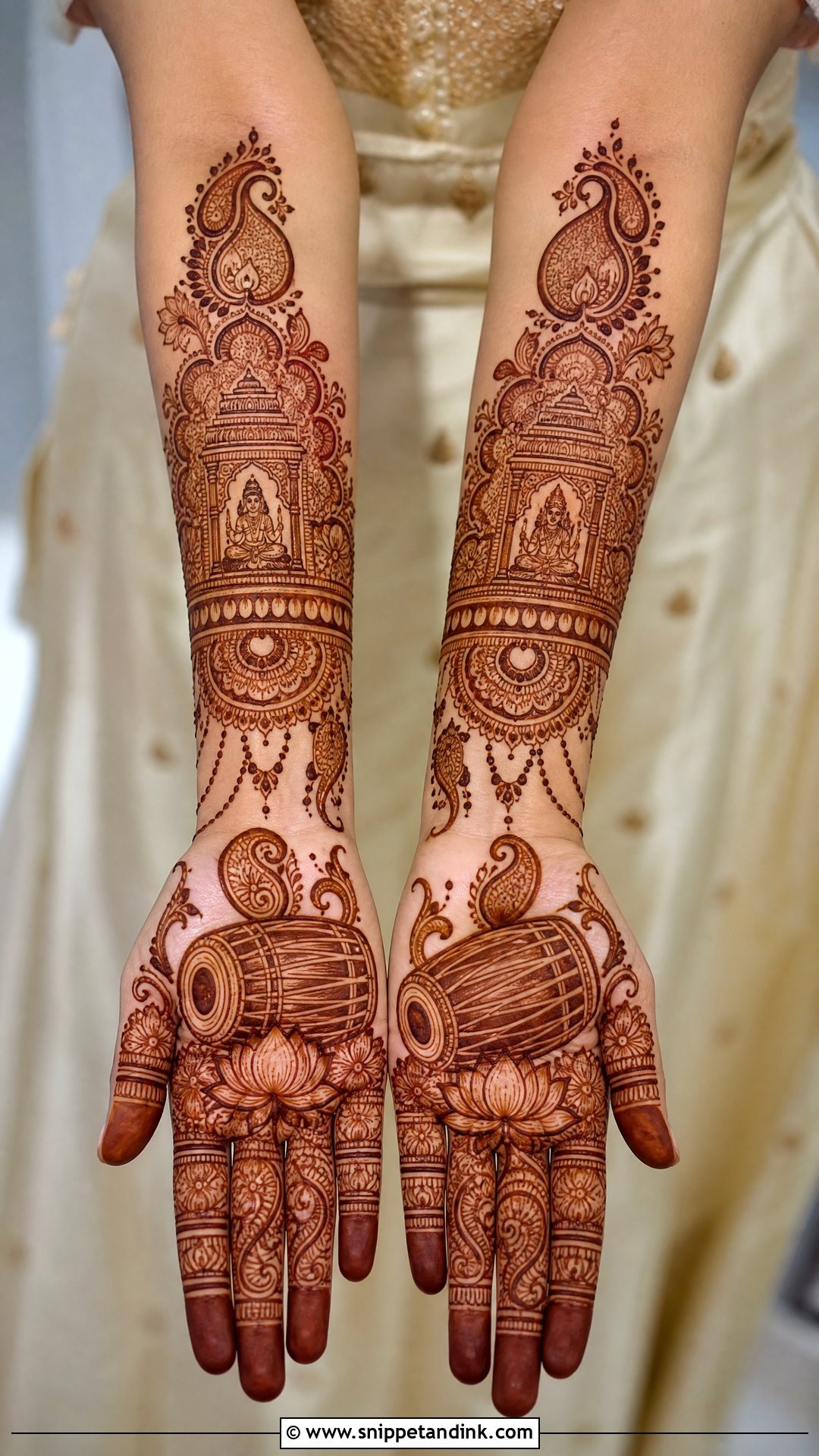 Mridangam Bridal Instruments Mehndi Design - Snippet and Ink - 20 Bridal Instruments Mehndi Designs