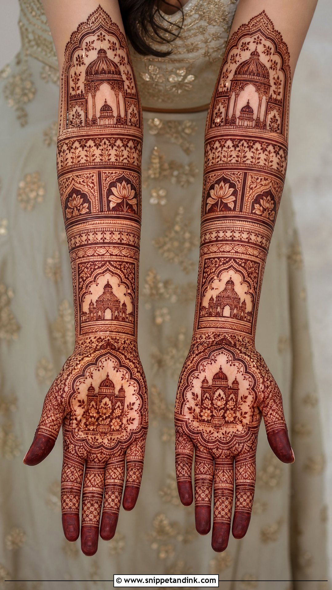 Mughal Bridal Front Hand Mehndi Design - Snippet and Ink - 25 Bridal Front Hand Mehndi Designs