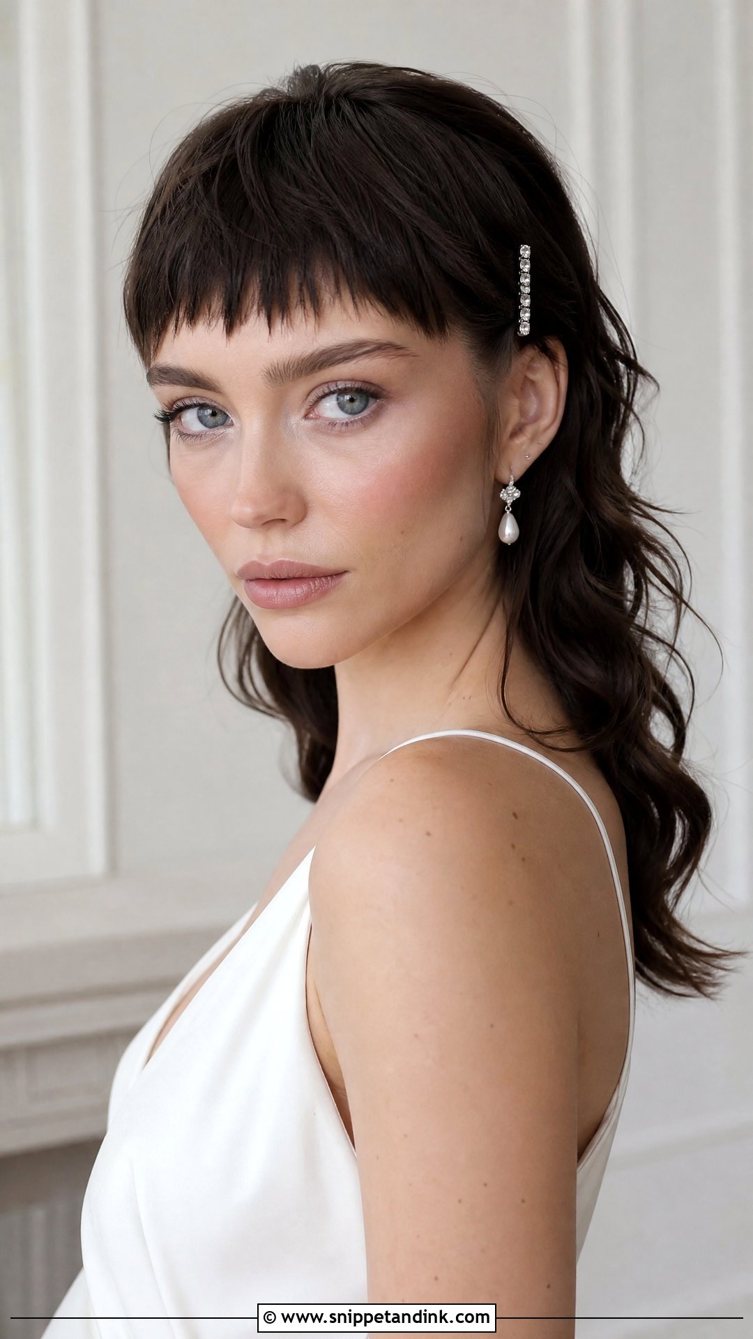 Mullet Wedding Hair With Baby Bangs - Snippet and Ink - 20 Mullet Wedding Hair Ideas