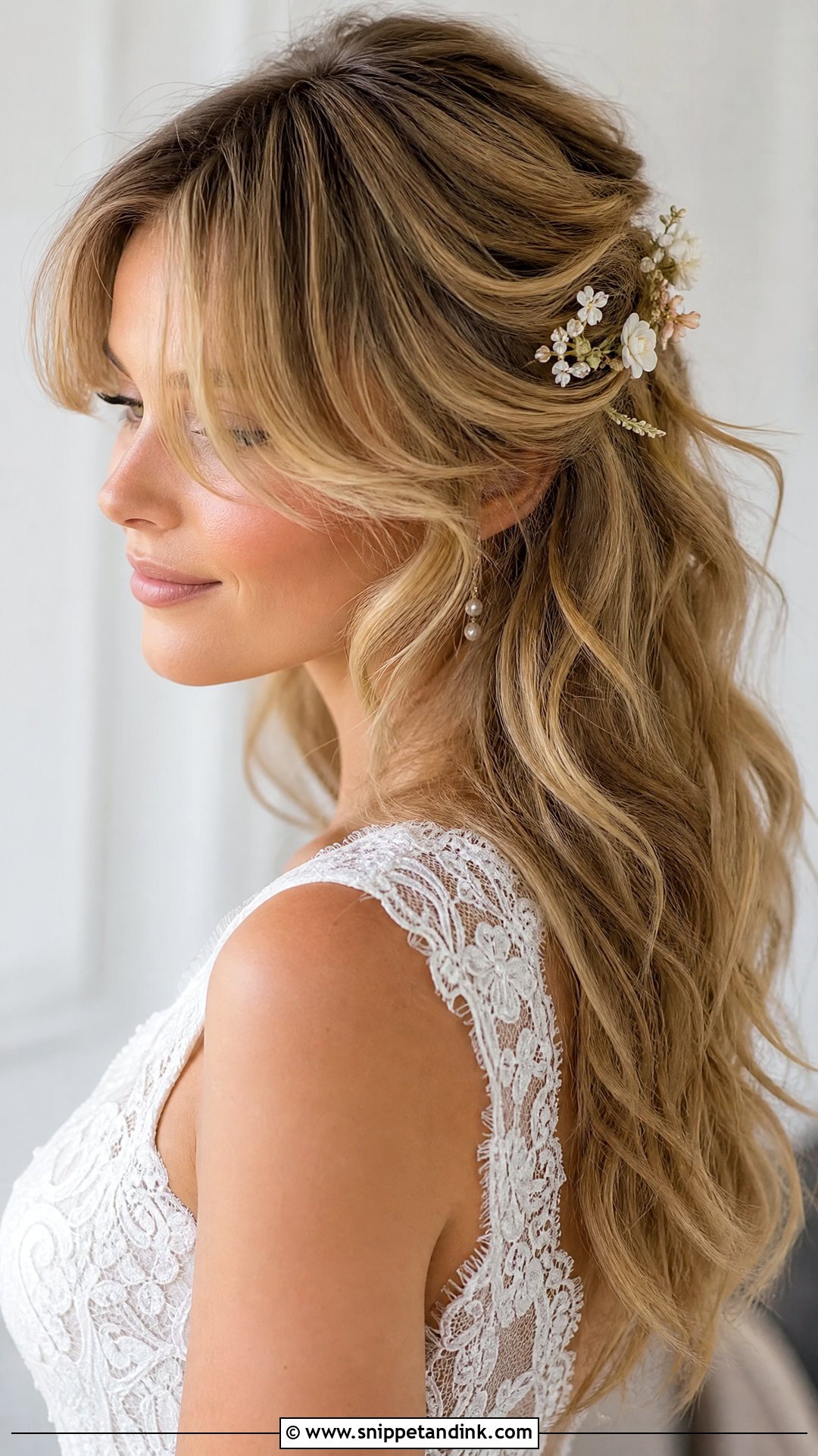 Mullet Wedding Hair With Curtain Bangs - Snippet and Ink - 20 Mullet Wedding Hair Ideas