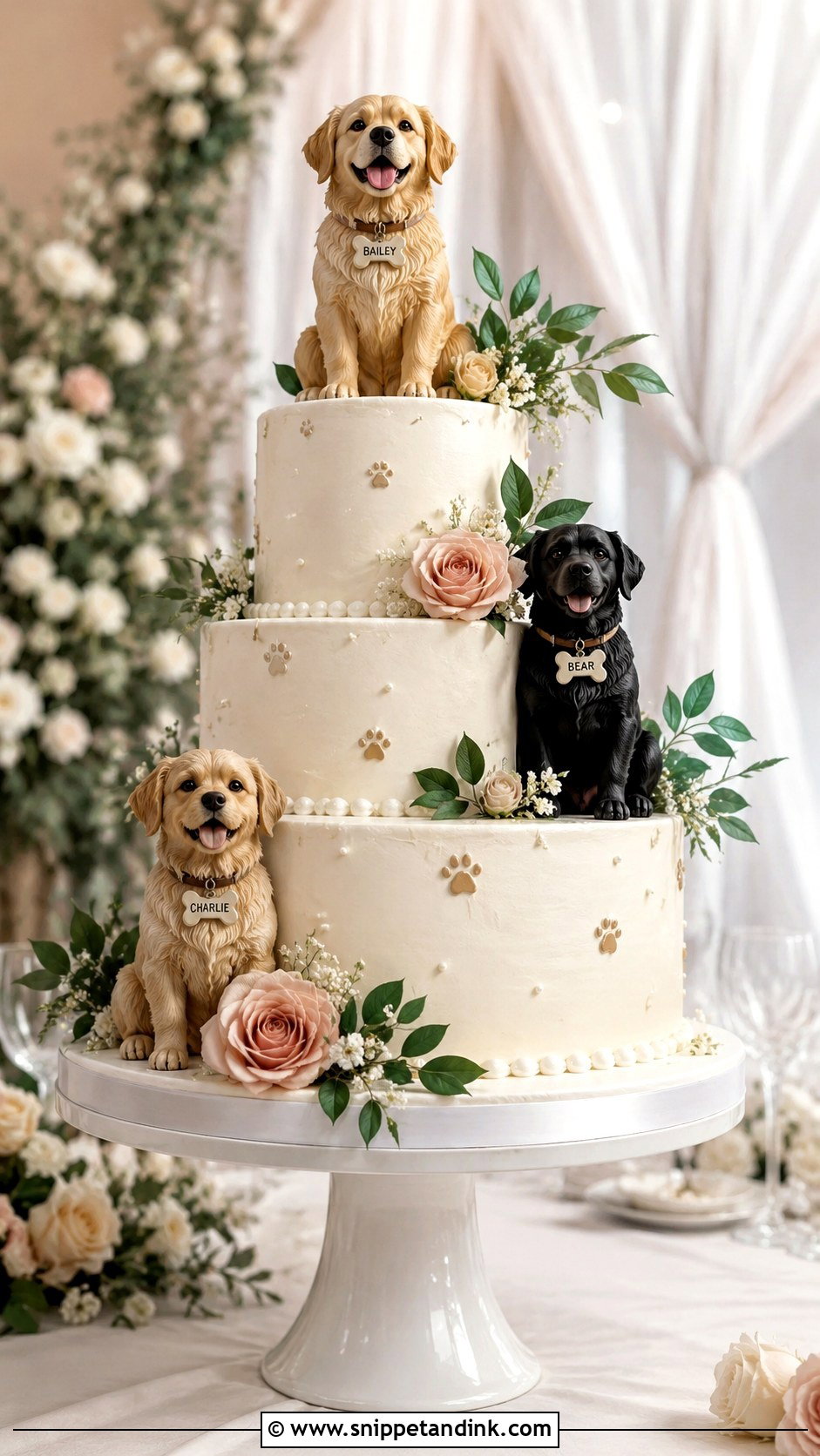 Multiple Dog Wedding Cake - Snippet and Ink - 20 Dog Wedding Cake Decoration Ideas