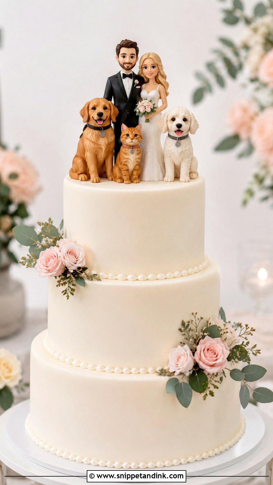 Multiple Pets Wedding Cake Topper - Snippet and Ink - 20 Pets on Wedding Cake Ideas