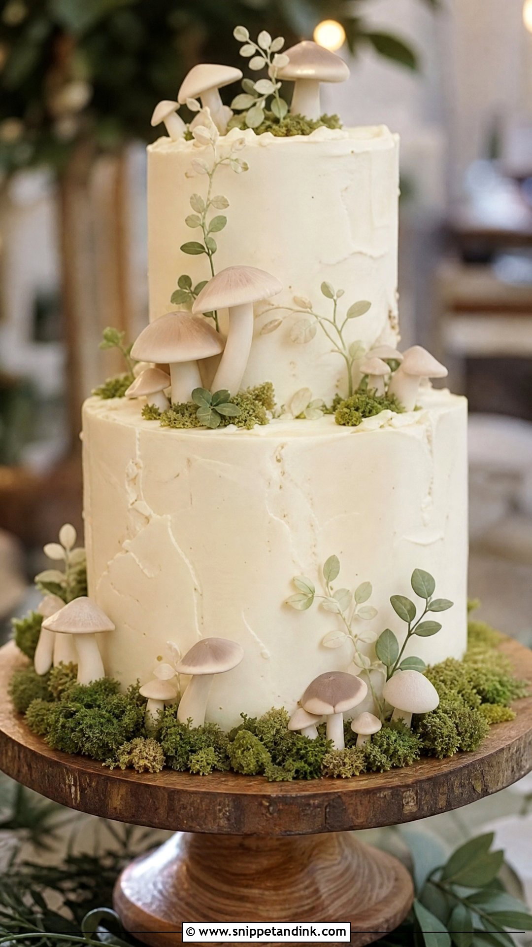Mushroom Wedding Cake With Edible Moss - Snippet and Ink - 20 Mushroom Cake Decoration Ideas for Wedding