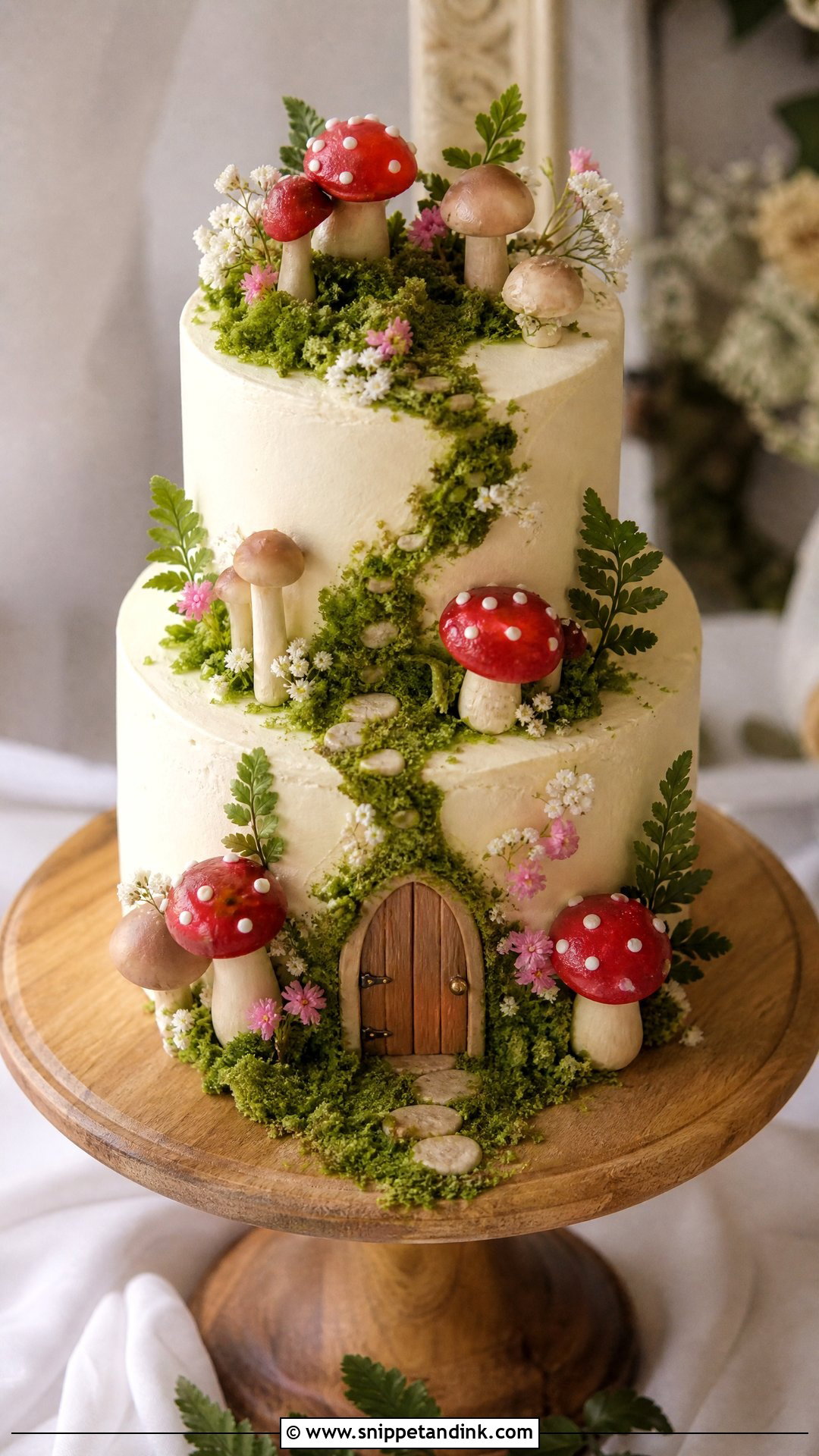 Mushroom Wedding Cake With Fairy Garden - Snippet and Ink - 20 Mushroom Cake Decoration Ideas for Wedding