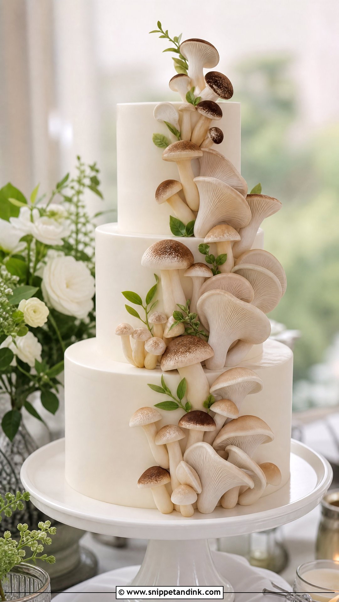 Mushroom Wedding Cake With Fondant Mushrooms - Snippet and Ink - 20 Mushroom Cake Decoration Ideas for Wedding