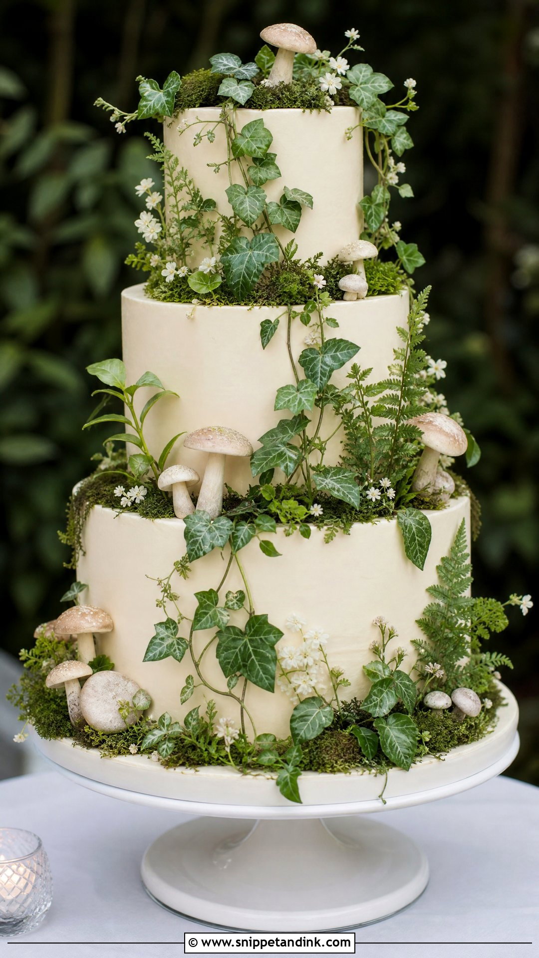 Mushroom Wedding Cake With Greenery - Snippet and Ink - 20 Mushroom Cake Decoration Ideas for Wedding