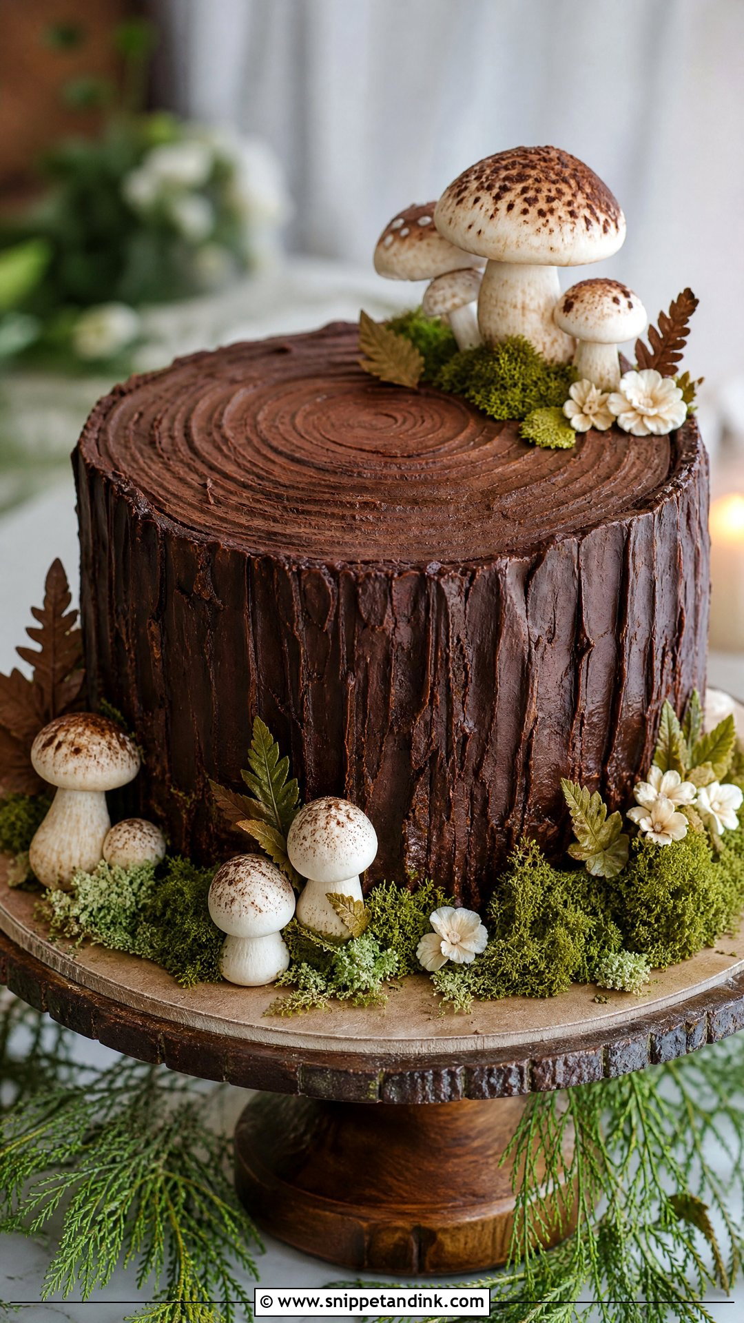 Mushroom Wedding Cake With Tree Stump - Snippet and Ink - 20 Mushroom Cake Decoration Ideas for Wedding
