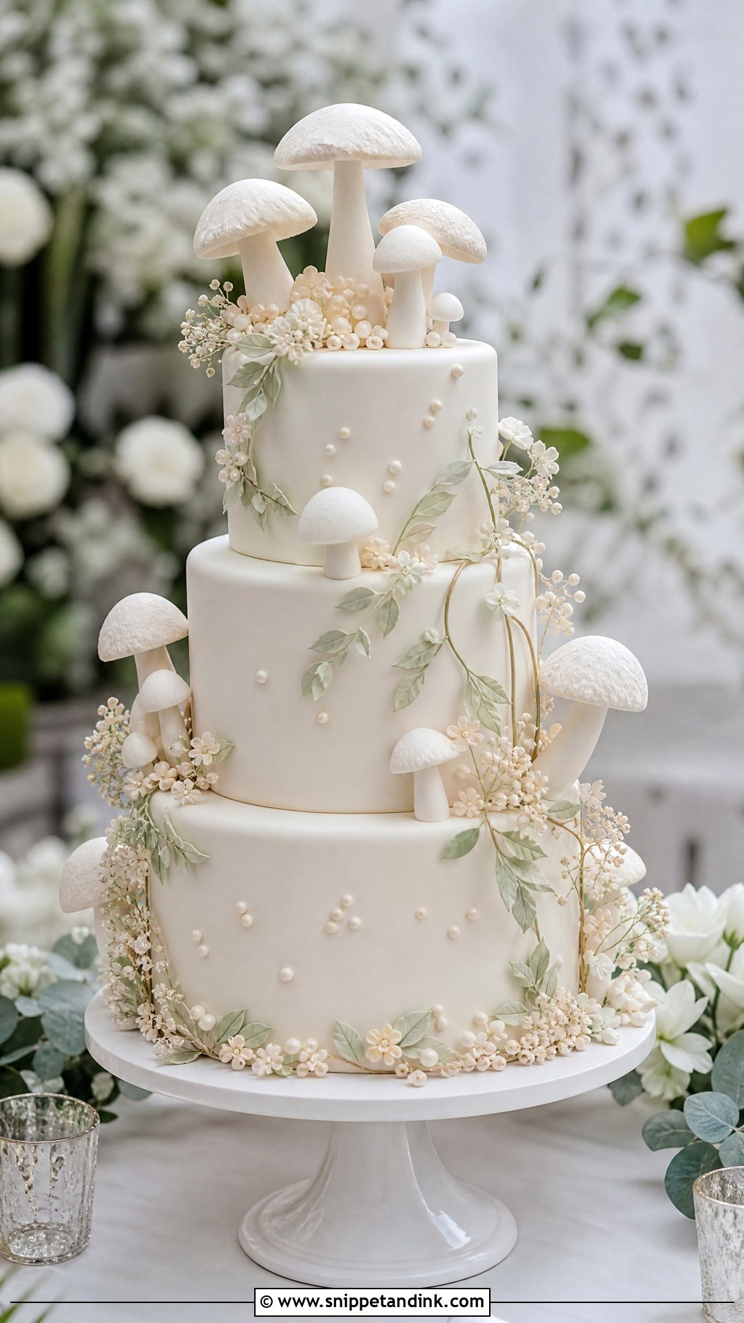 Mushroom Wedding Cake With White Mushrooms - Snippet and Ink - 20 Mushroom Cake Decoration Ideas for Wedding