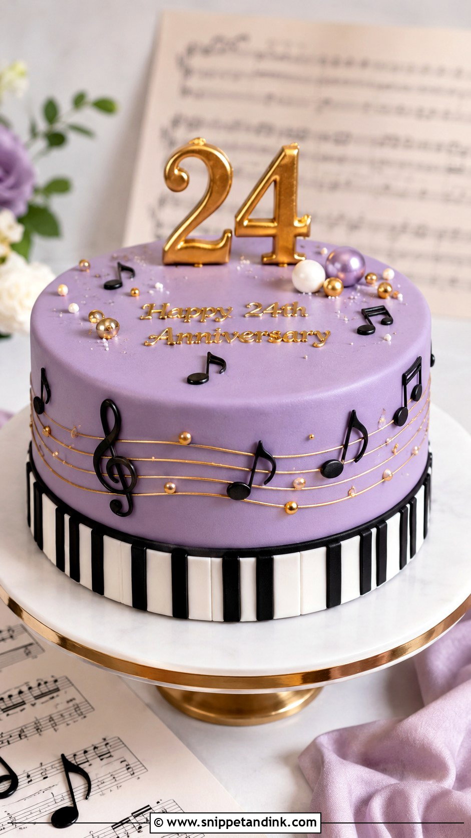 Music 24th Anniversary Cake - Snippet and Ink - 20 24th Anniversary Cake Ideas