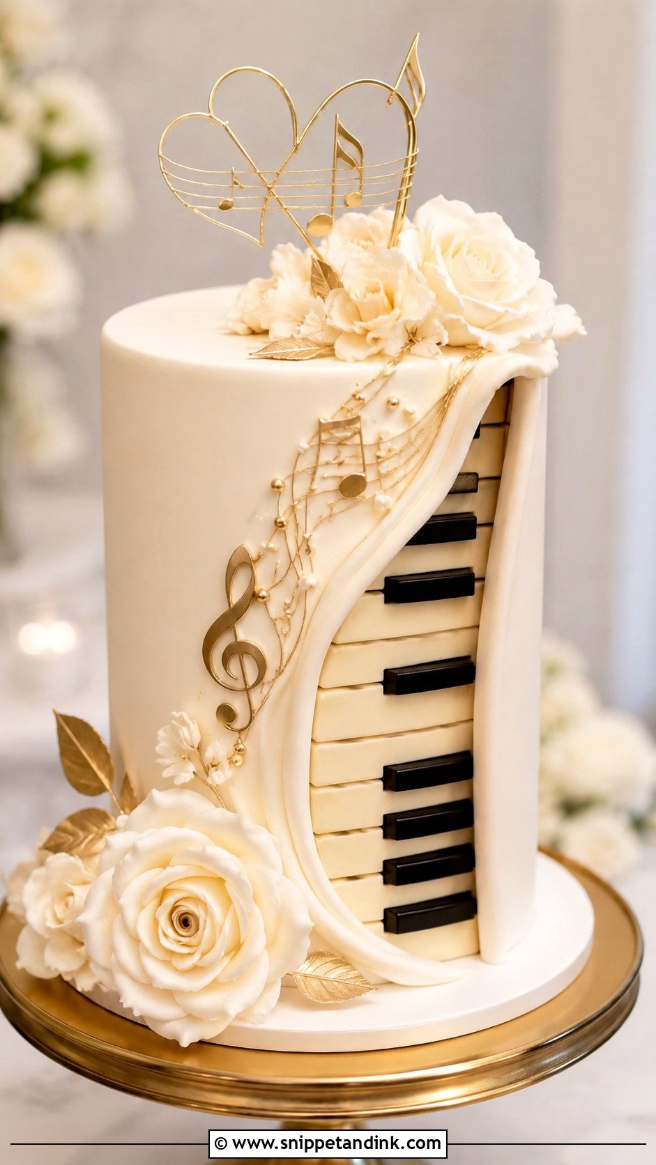 Music Reveal Wedding Cake - Snippet and Ink - 20 Reveal Wedding Cake Ideas
