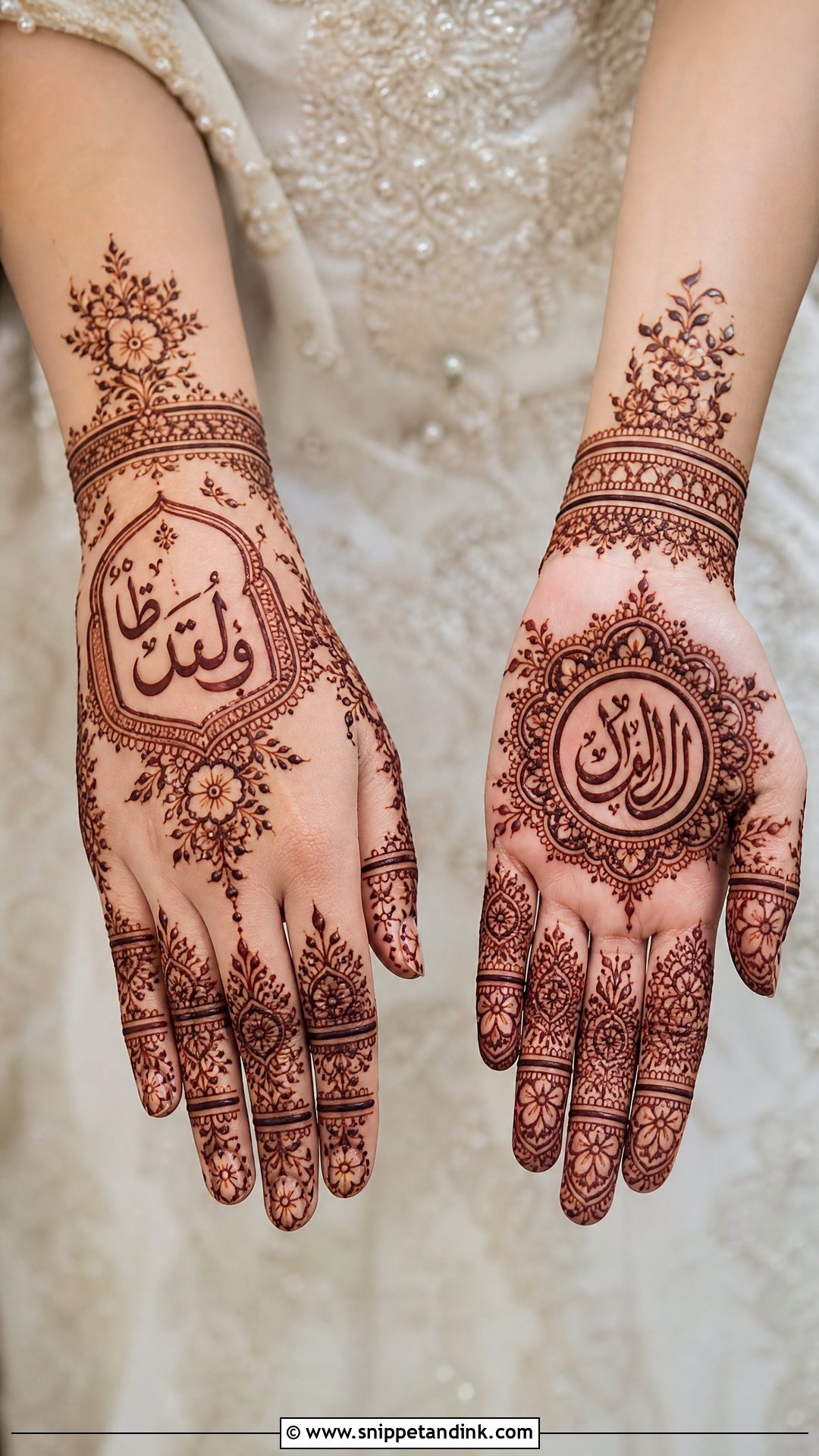 Muslim Bridal Mehndi Design With Arabic Calligraphy - Snippet and Ink - 30 Unique Muslim Bridal Mehndi Designs
