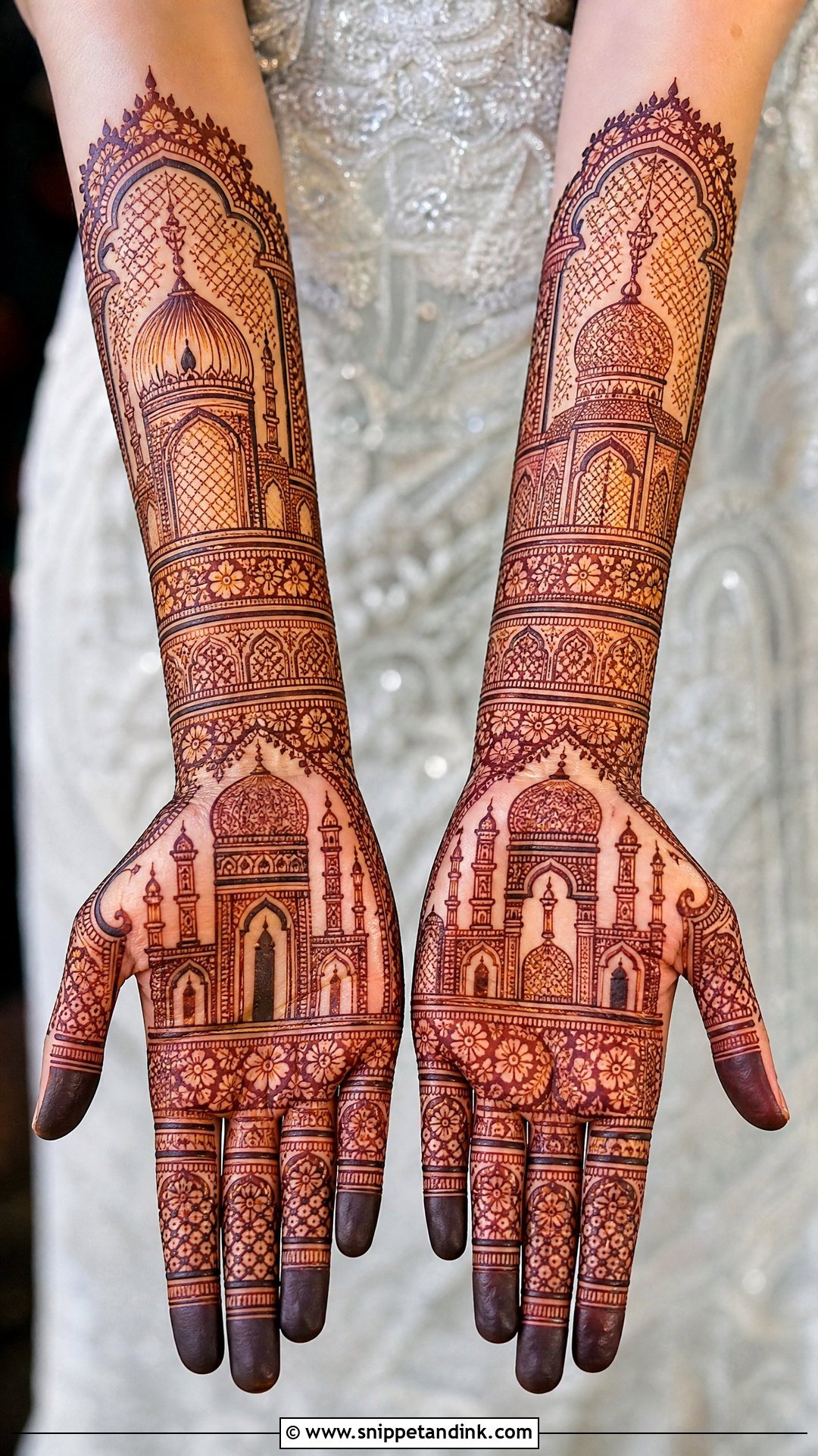 Muslim Bridal Mehndi Design With Mosque Dome - Snippet and Ink - 30 Unique Muslim Bridal Mehndi Designs