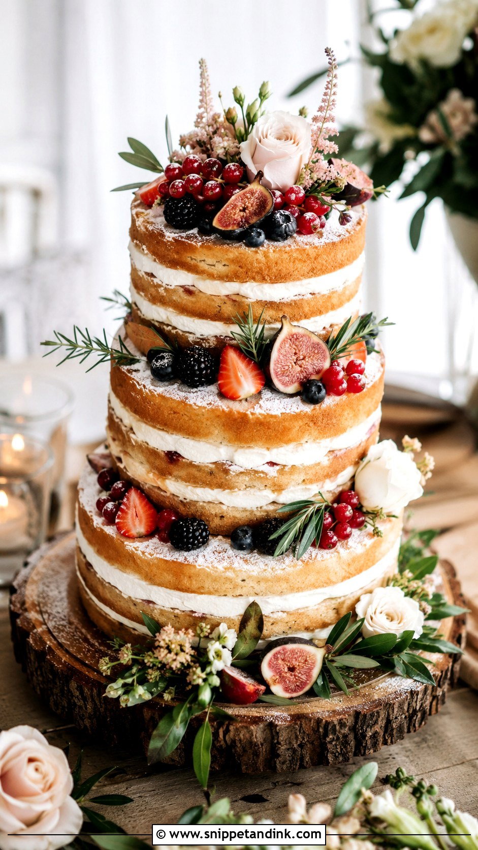 Naked 3 Tier Wedding Cake - Snippet and Ink - 20 3 Wedding Cakes Display Ideas