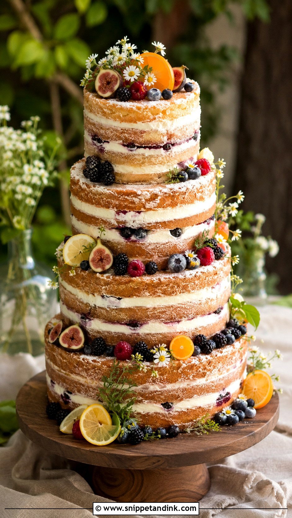 Naked 5 Tier Wedding Cake - Snippet and Ink - 25 5 Tier Wedding Cake Ideas