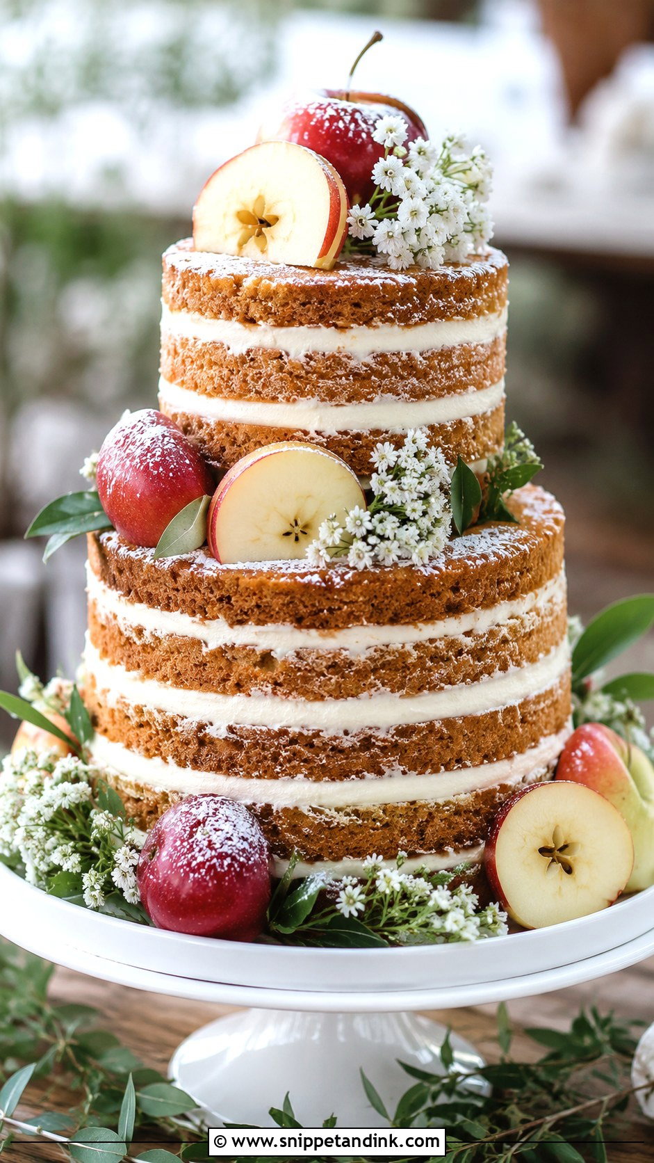 Naked Apple Wedding Cake - Snippet and Ink - 20 Apple Wedding Cake Ideas