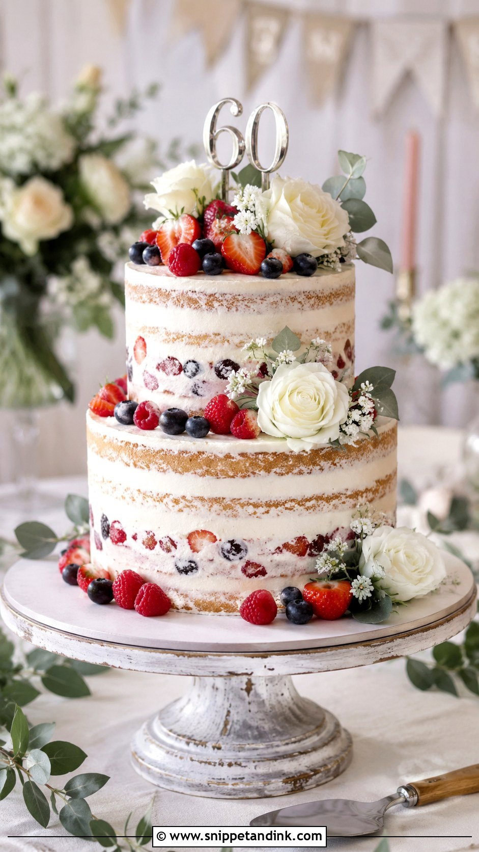 Naked Cake Anniversary Cake - Snippet and Ink - 20 60th Wedding Anniversary Cake Ideas