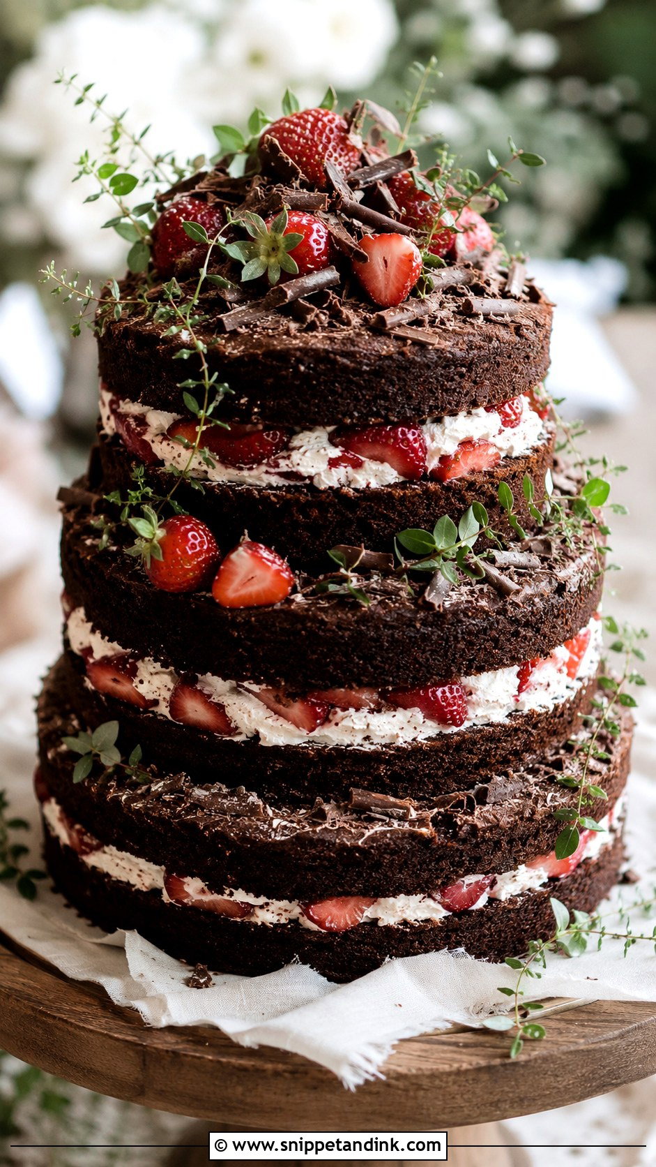 Naked Chocolate Strawberry Wedding Cake - Snippet and Ink - 25 Chocolate Strawberry Wedding Cake Ideas
