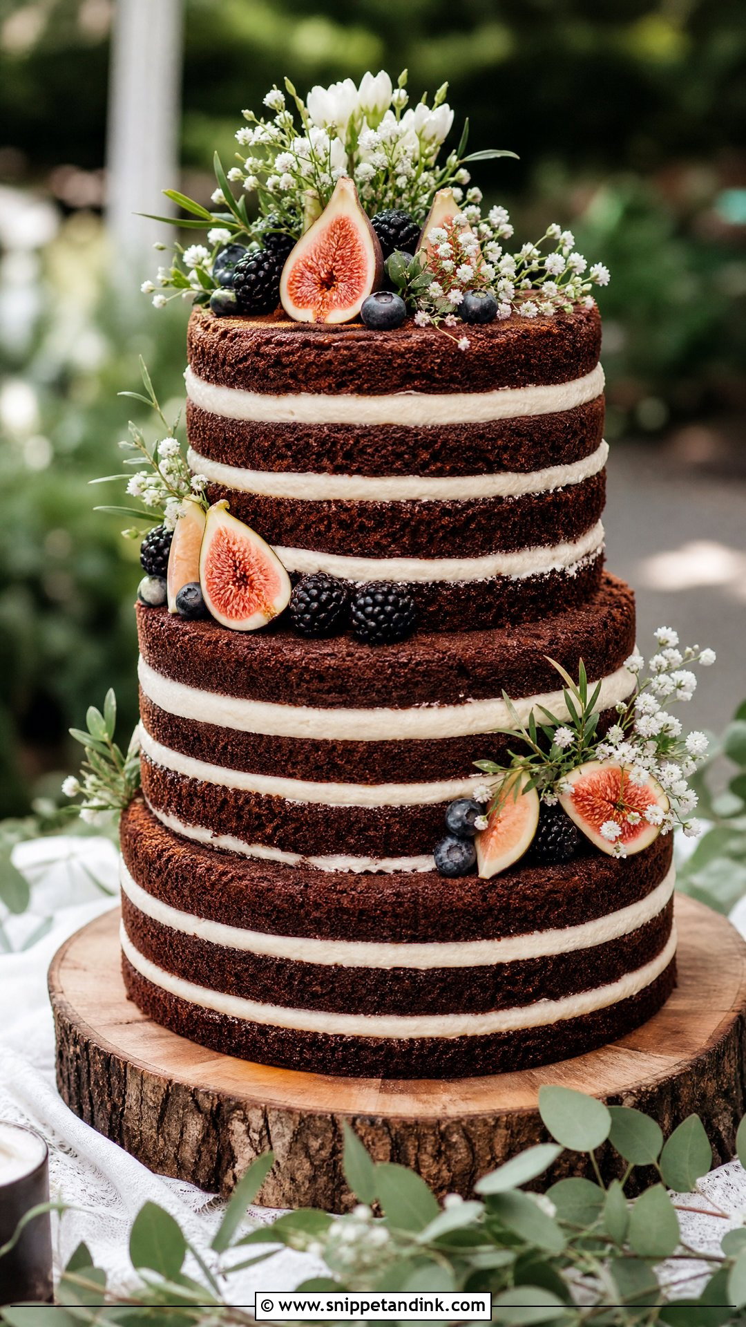 Naked Chocolate Wedding Cake - Snippet and Ink - 25 Chocolate Wedding Cake Ideas