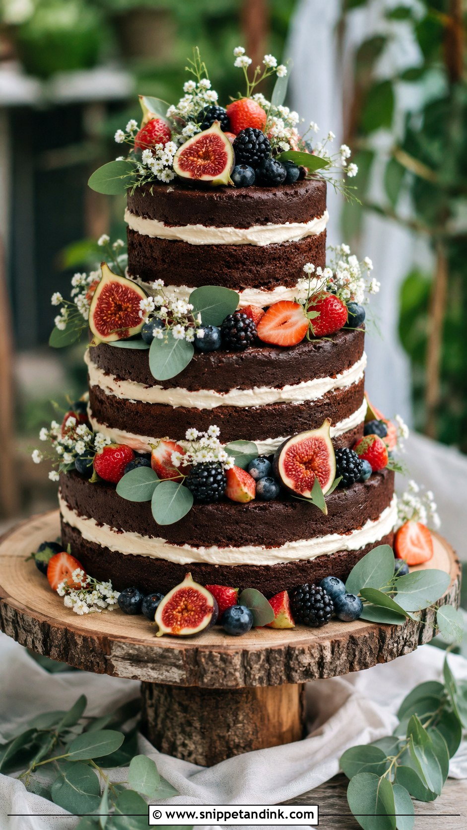 Naked Chocolate Wedding Cake - Snippet and Ink - 20 Chocolate Wedding Cake Ideas