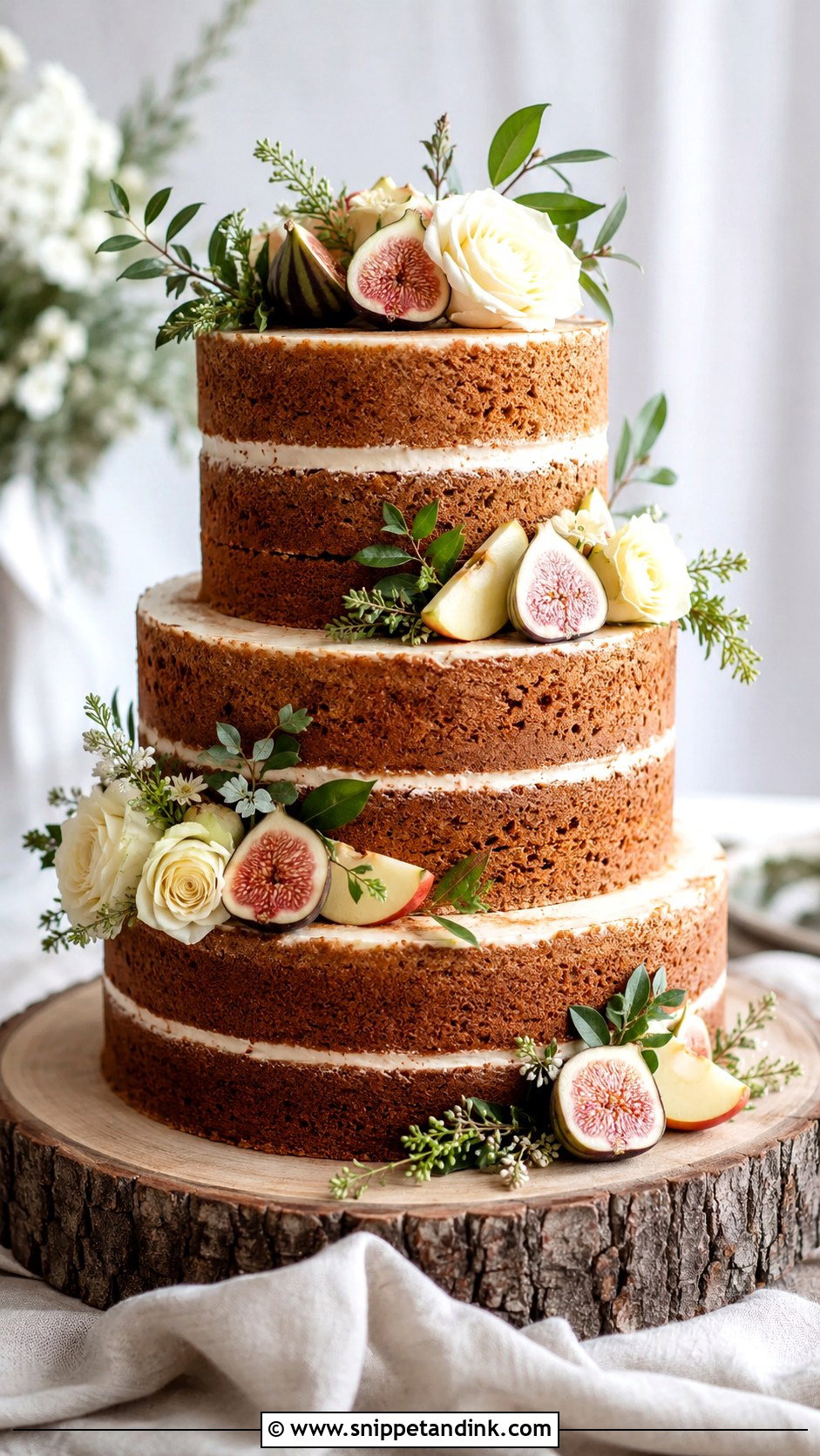 Naked Cinnamon Wedding Cake - Snippet and Ink - 20 Cinnamon Wedding Cake Ideas