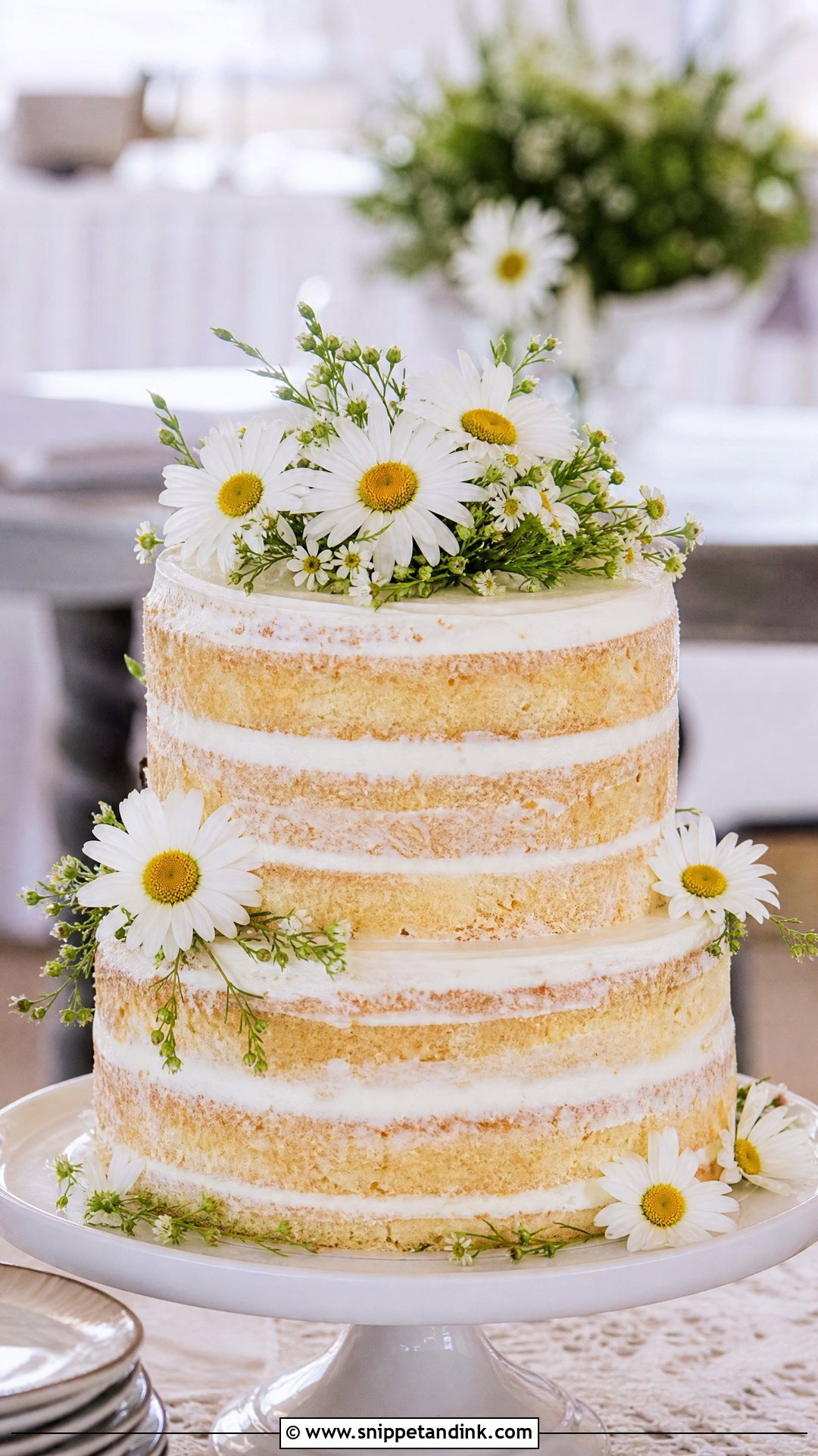 Naked Daisy Wedding Cake - Snippet and Ink - 25 Daisy Themed Cake Ideas for Wedding