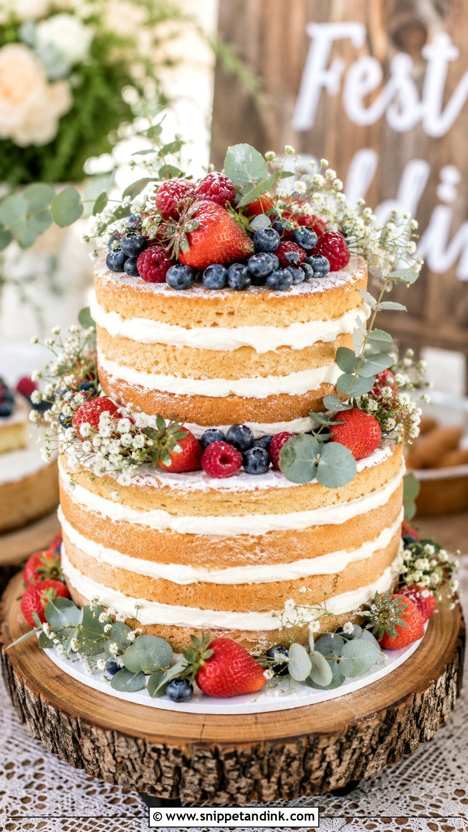 Naked Double Decker Wedding Cake - Snippet and Ink - 20 Double Decker Cake Design Ideas for Wedding