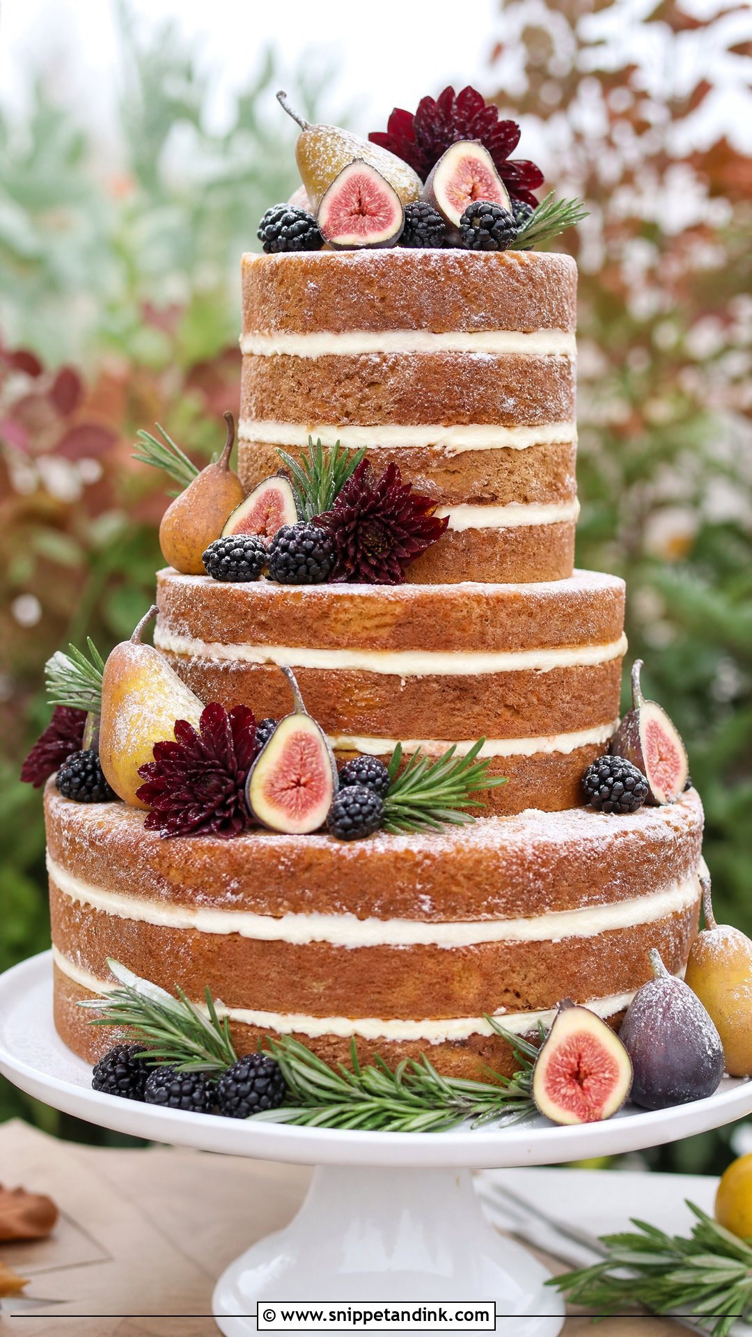 Naked Fall Wedding Cake - Snippet and Ink - 25 Fall Theme Cakes for Wedding
