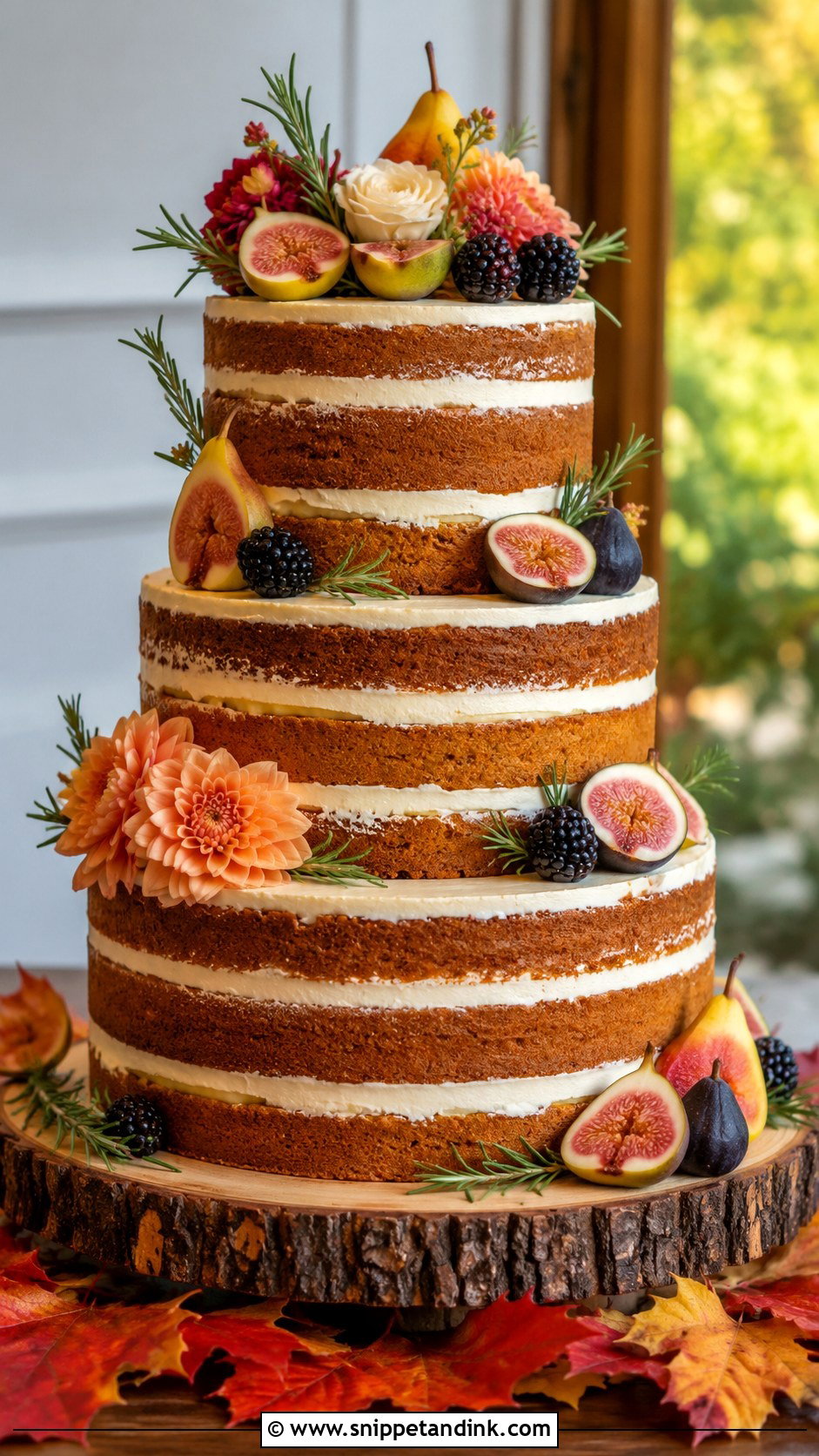 Naked Fall Wedding Cake - Snippet and Ink - 20 Autumn Theme Cake Ideas for Wedding