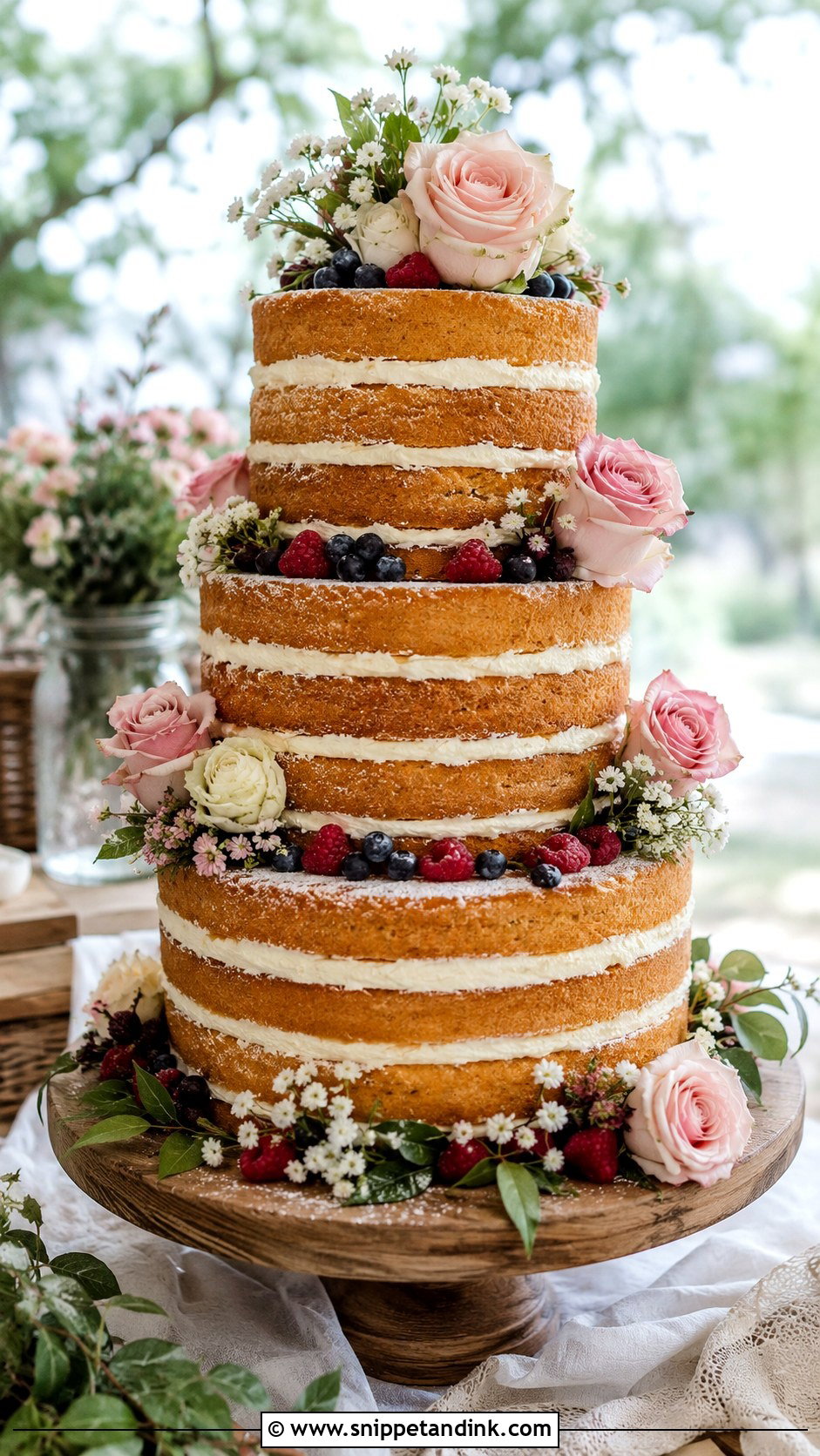Naked Floral Wedding Cake - Snippet and Ink - 20 Floral Wedding Cakes