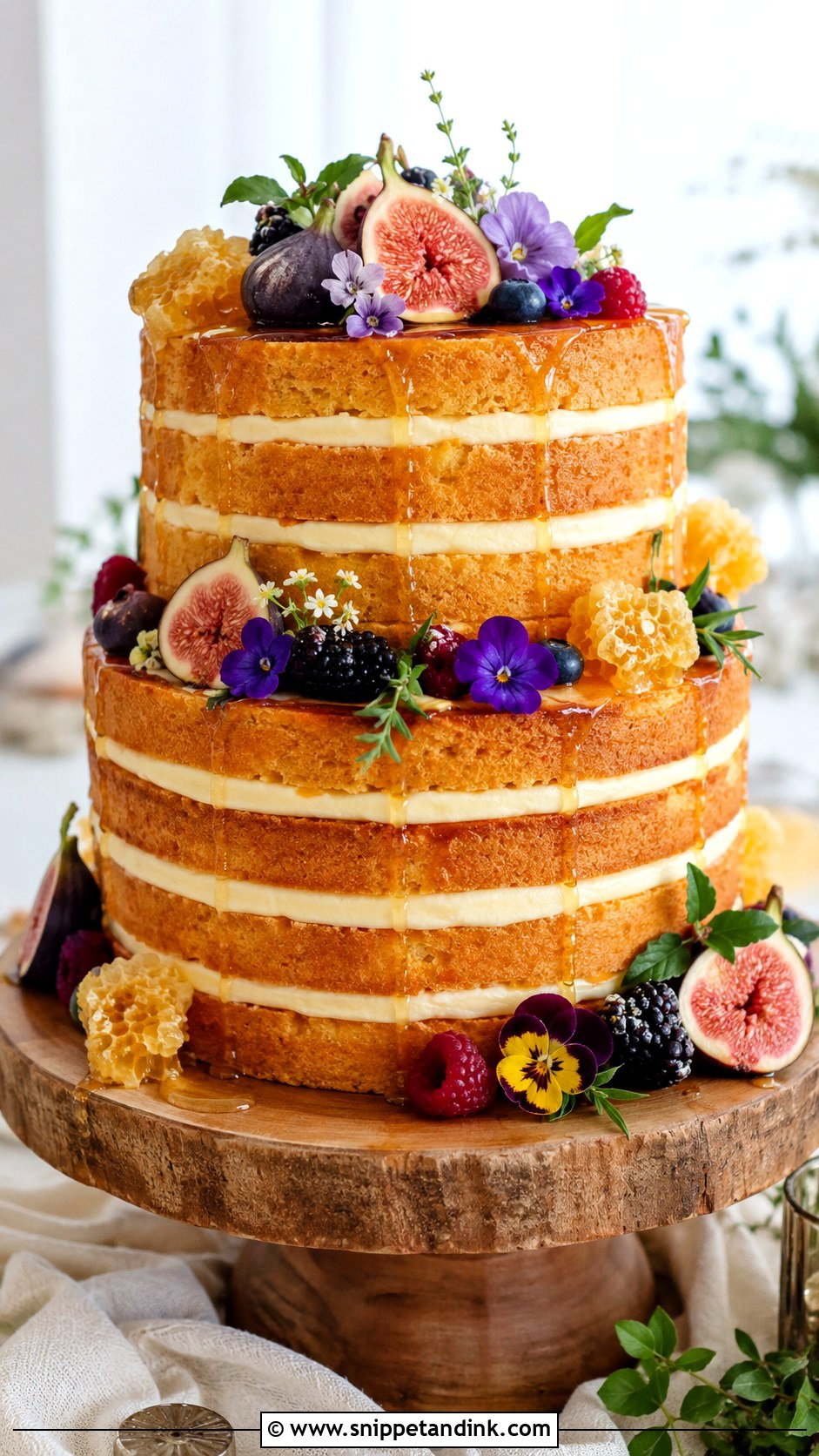 Naked Honey Wedding Cake - Snippet and Ink - 20 Honey Cake Design Ideas for Wedding