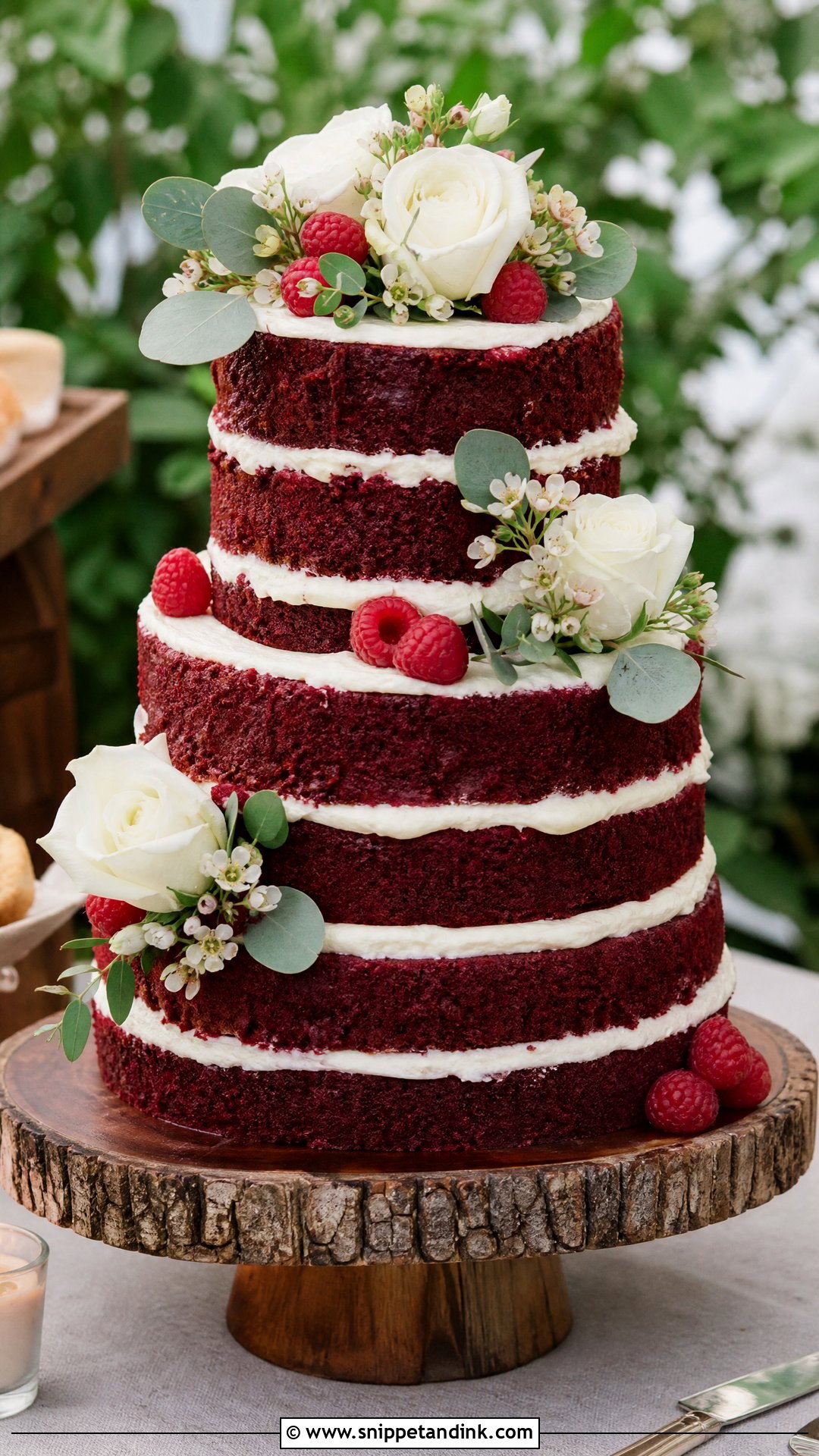 Naked Red Velvet Wedding Cake - Snippet and Ink - 20 Red Velvet Wedding Cake Ideas