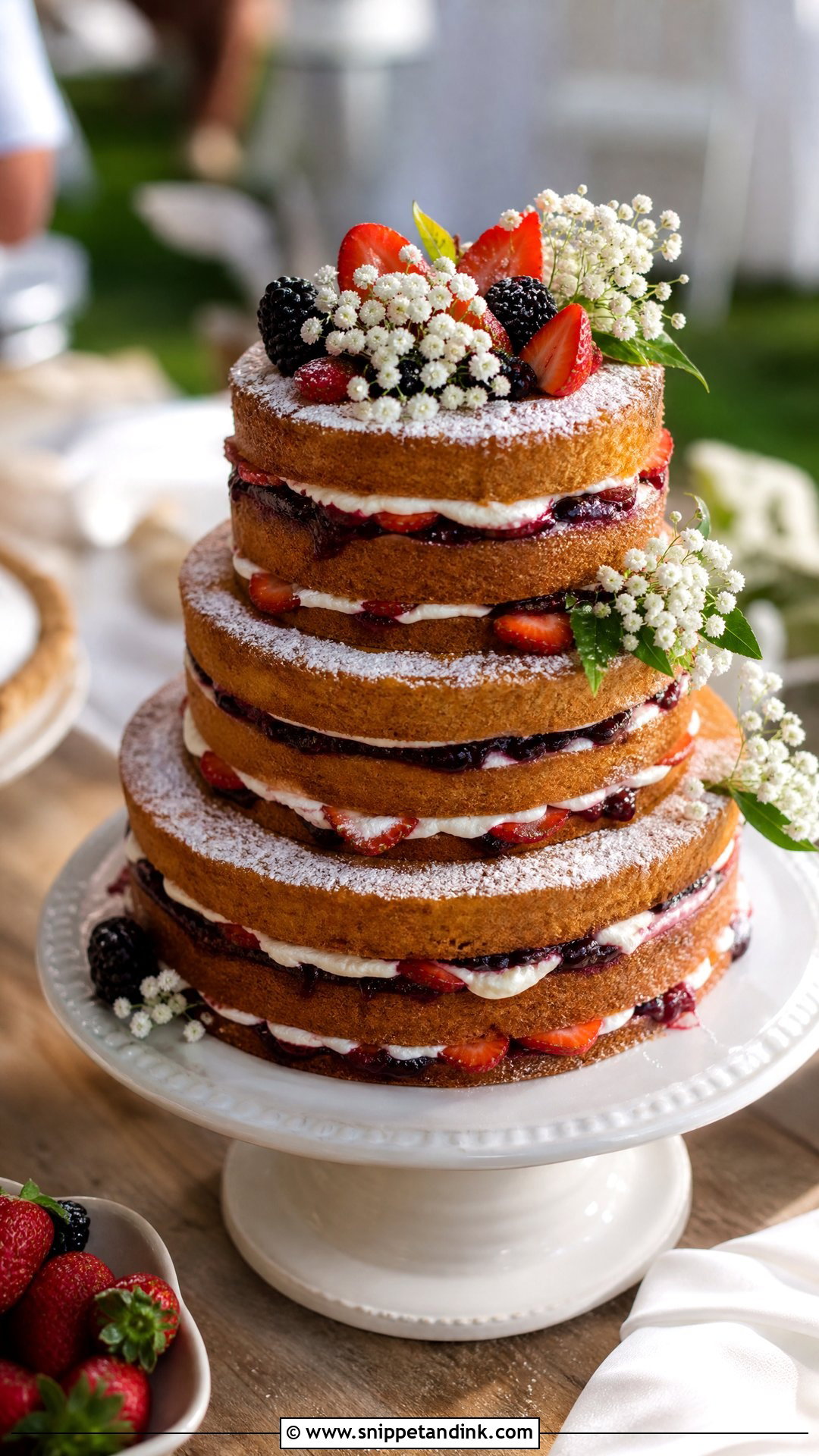 Naked Rustic Wedding Cake - Snippet and Ink - 20 Rustic Wedding Cakes