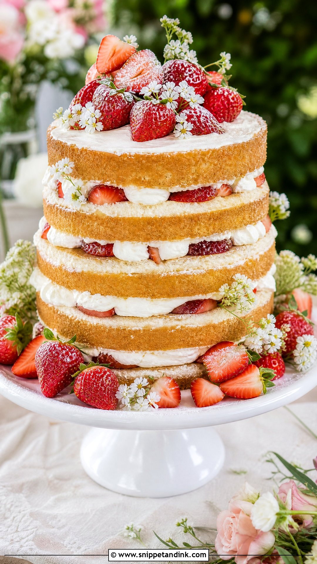 Naked Strawberry Shortcake Wedding Cake - Snippet and Ink - 20 Naked Wedding Cake Ideas