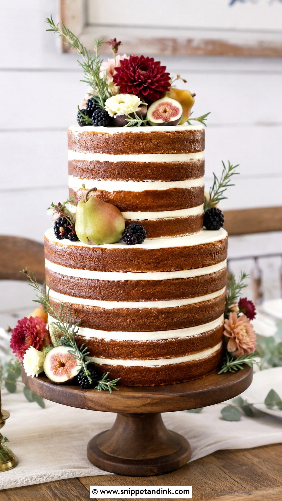 Naked Thanksgiving Wedding Cake - Snippet and Ink - 25 Thanksgiving Wedding Cake Ideas