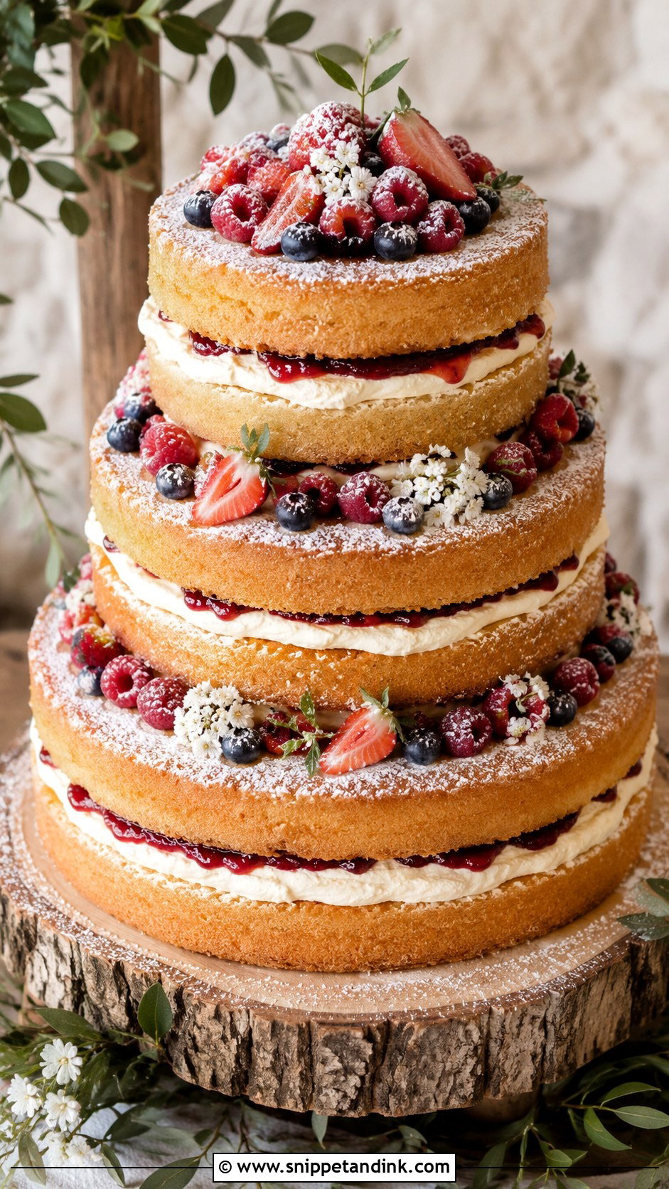 Naked Victoria Sponge Wedding Cake - Snippet and Ink - 20 Rustic Victoria Sponge Wedding Cake Ideas