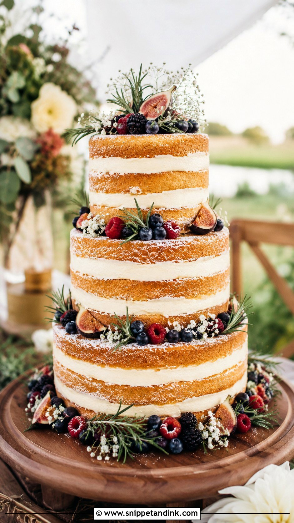 Naked Wedding Cake - Snippet and Ink - 20 Wedding Cake Decoration Ideas