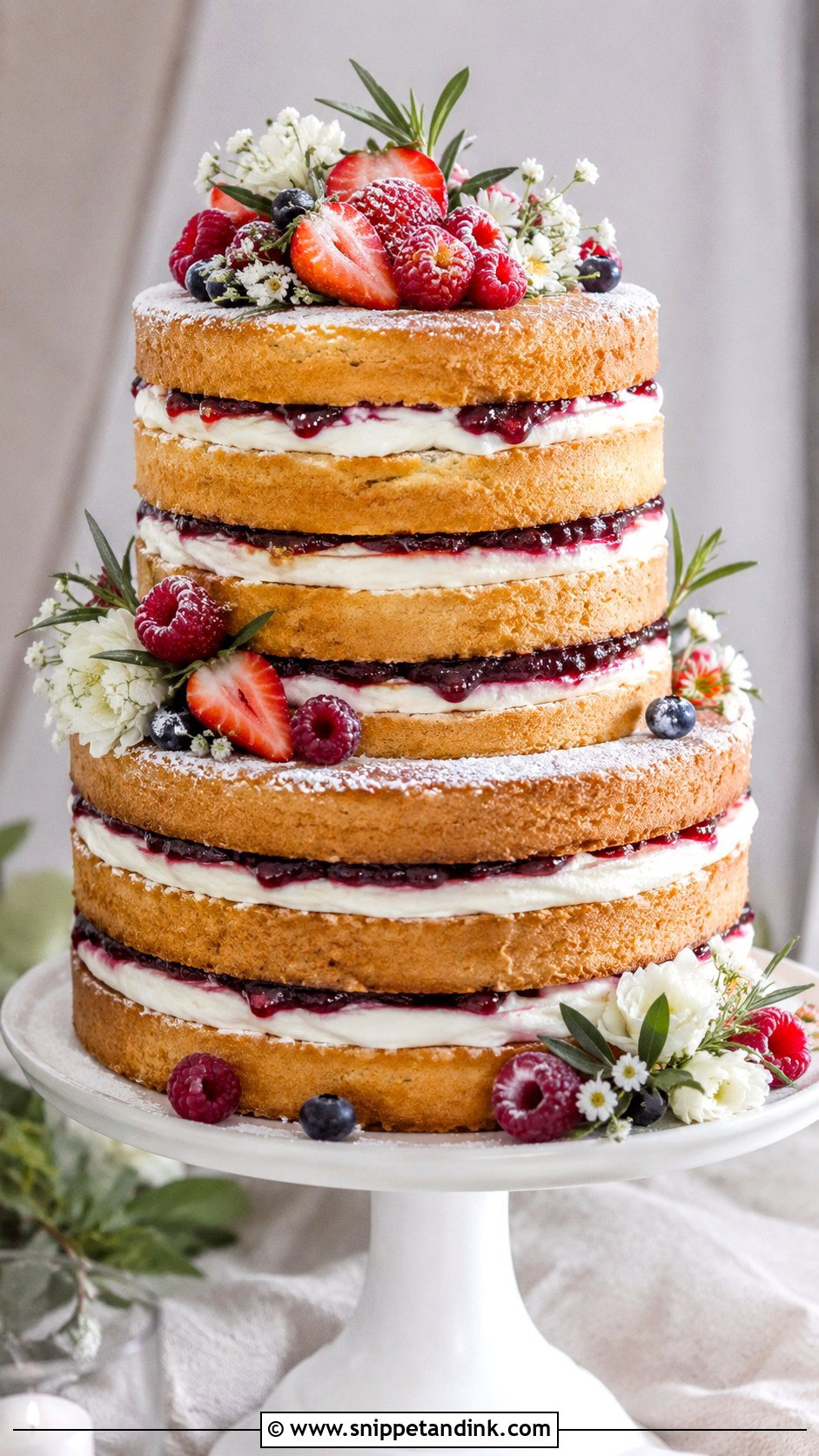 Naked Wedding Cake - Snippet and Ink - 25 Cake and Cupcakes Ideas for Wedding