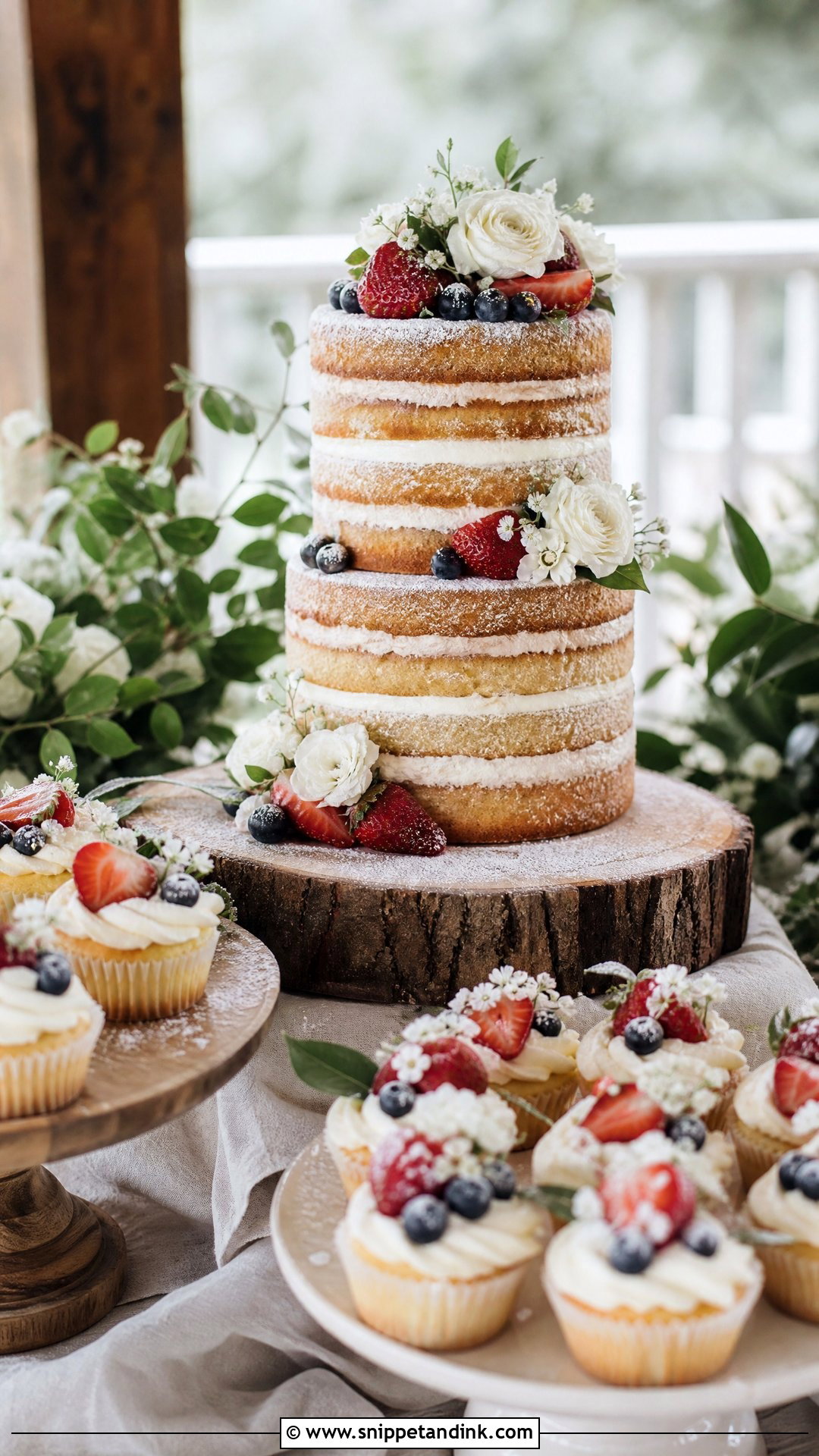 Naked Wedding Cake And Cupcakes - Snippet and Ink - 20 Wedding Cake and Cupcake Display